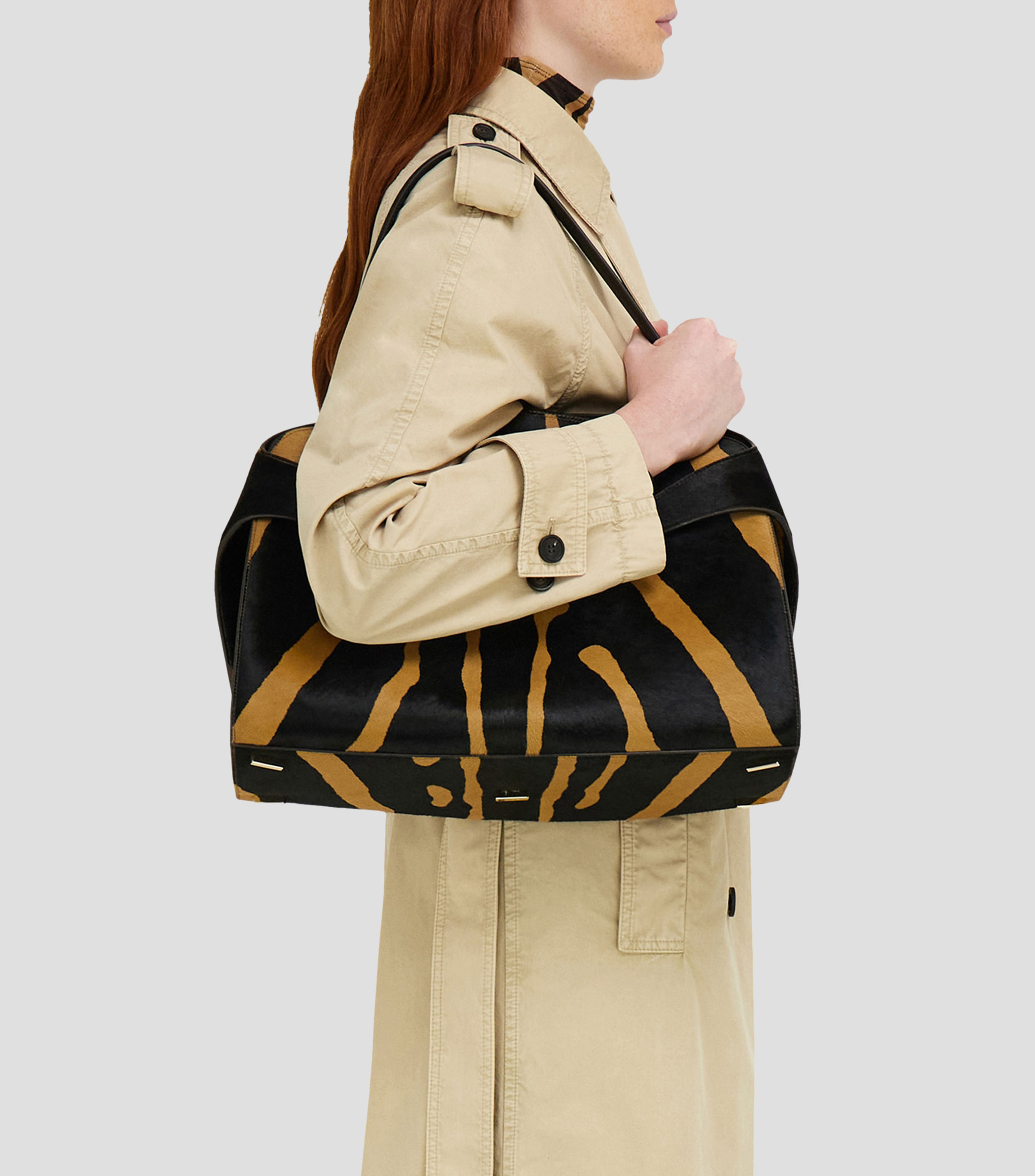 Bolsa shoulder en piel estampado Mujer