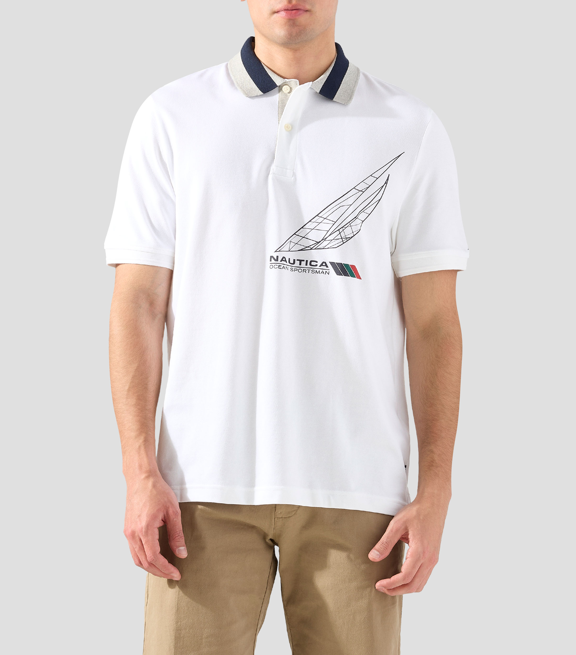 Playera tipo polo manga corta estampada Hombre