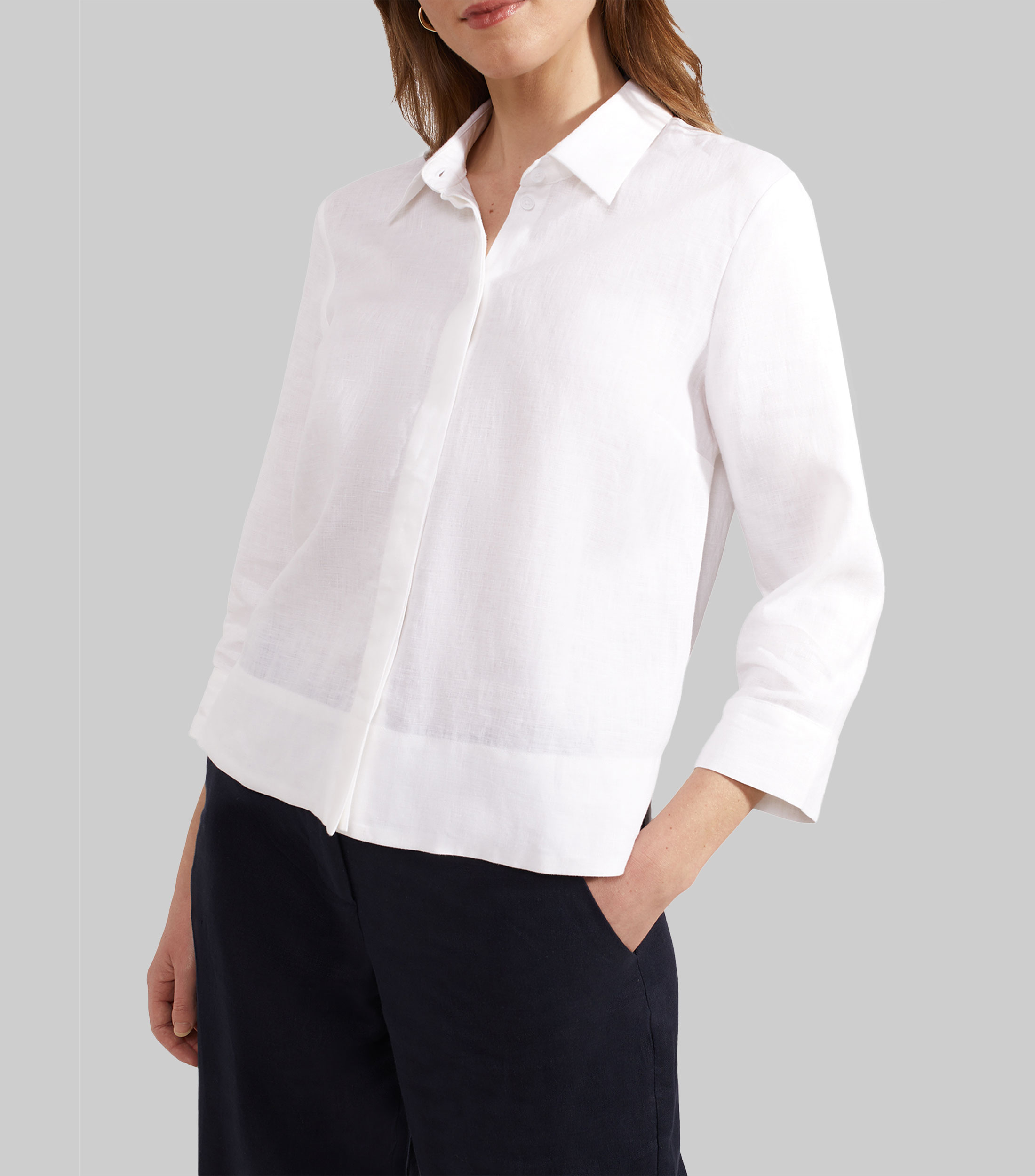 Blusa lisa de manga 3,4 Mujer