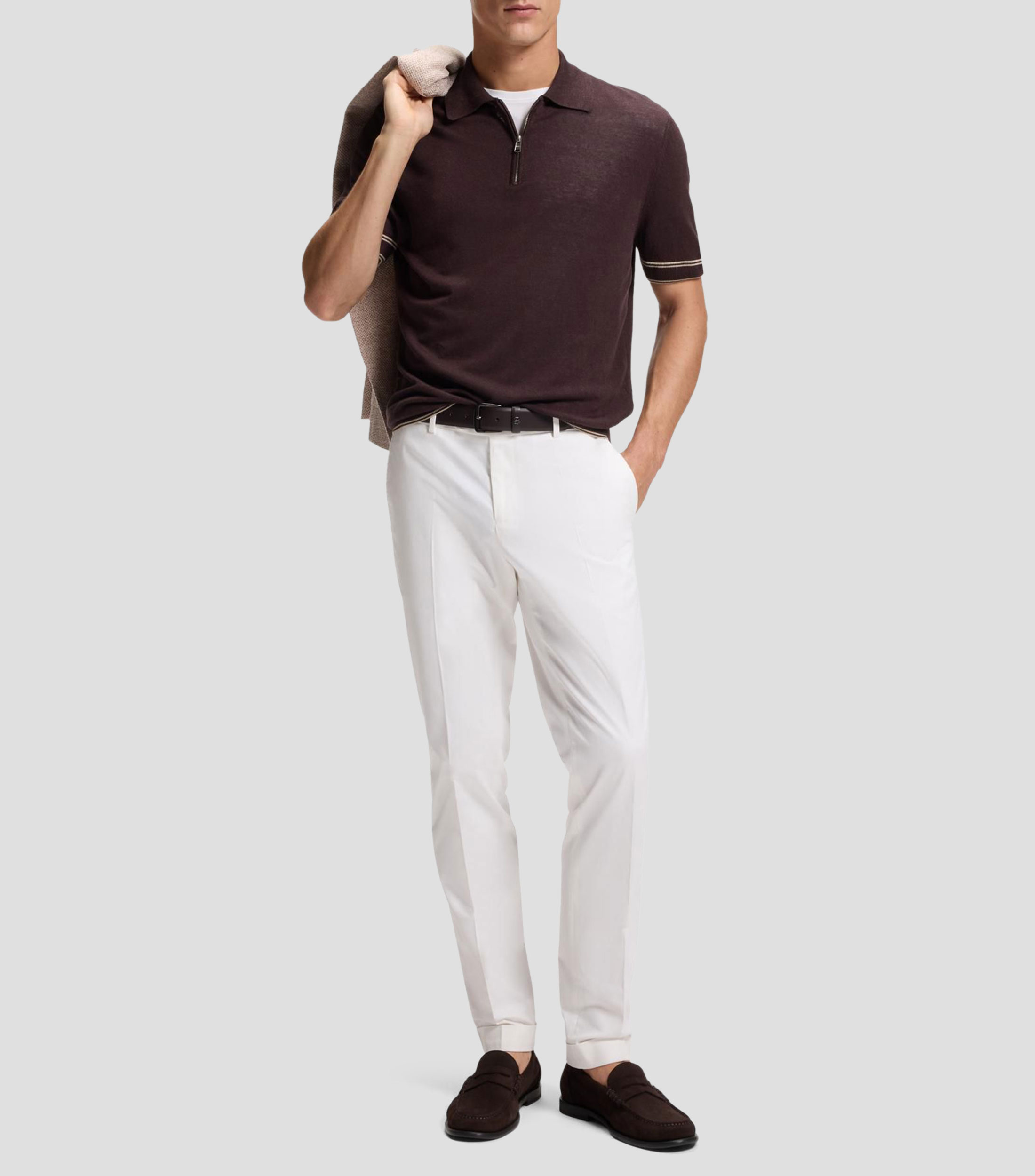 Pantalón slim de algodón elástico lavable Hombre