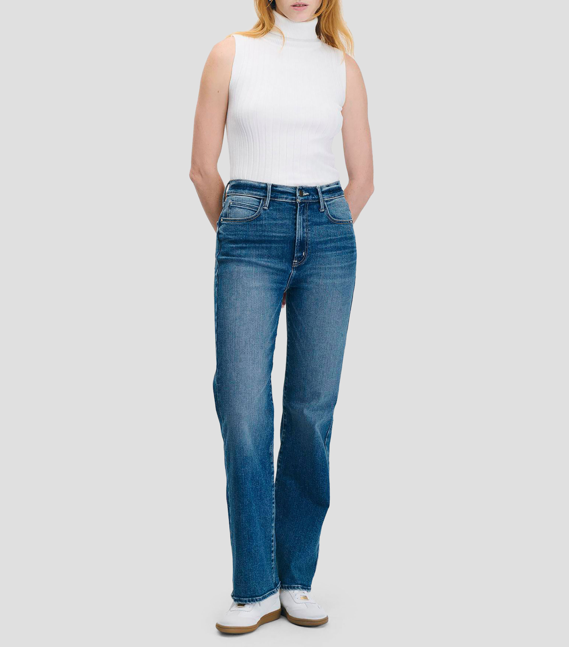 Jeans rectos tiro alto Mujer