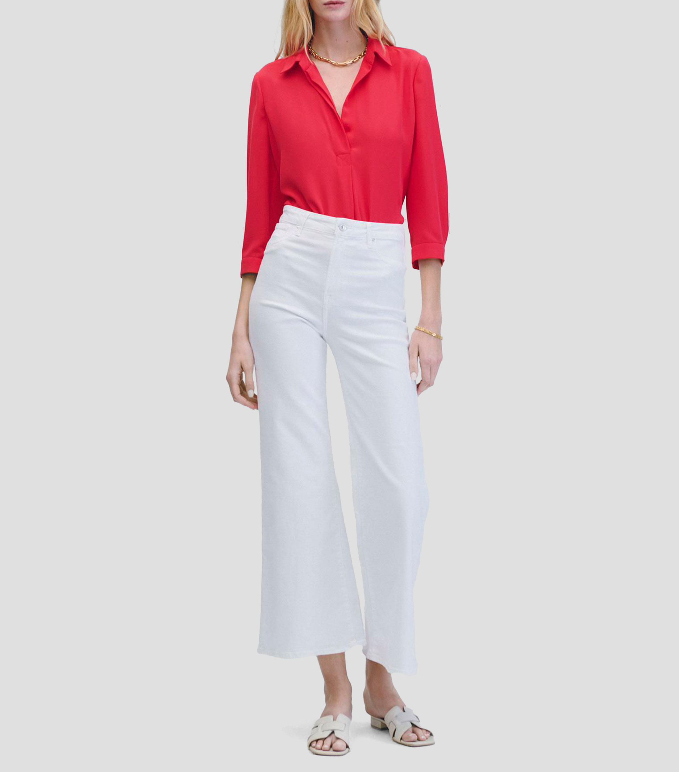 Blusa Camisera Manga 3/4 Mujer