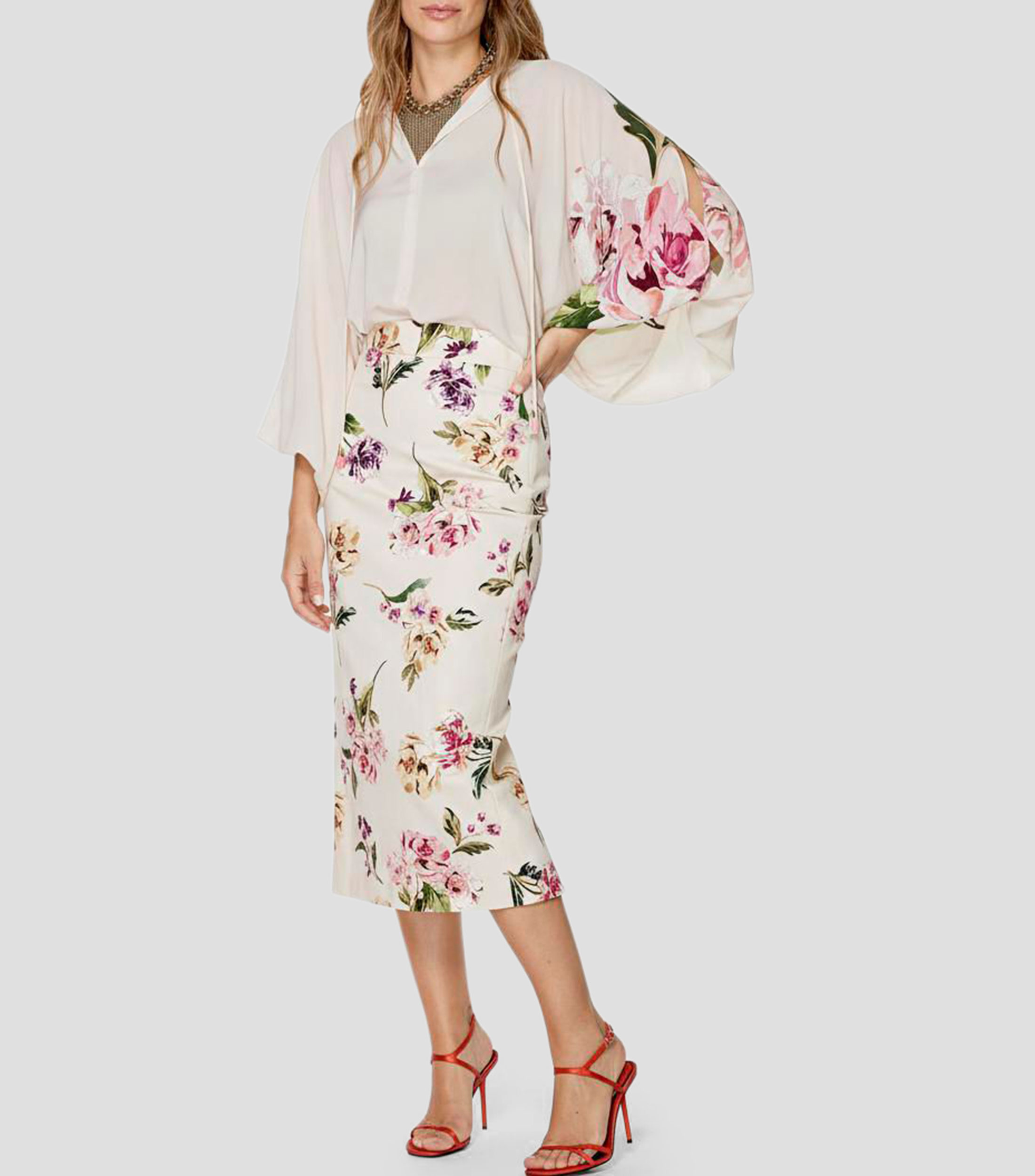 Blusa estampada maga 3/4 Mujer