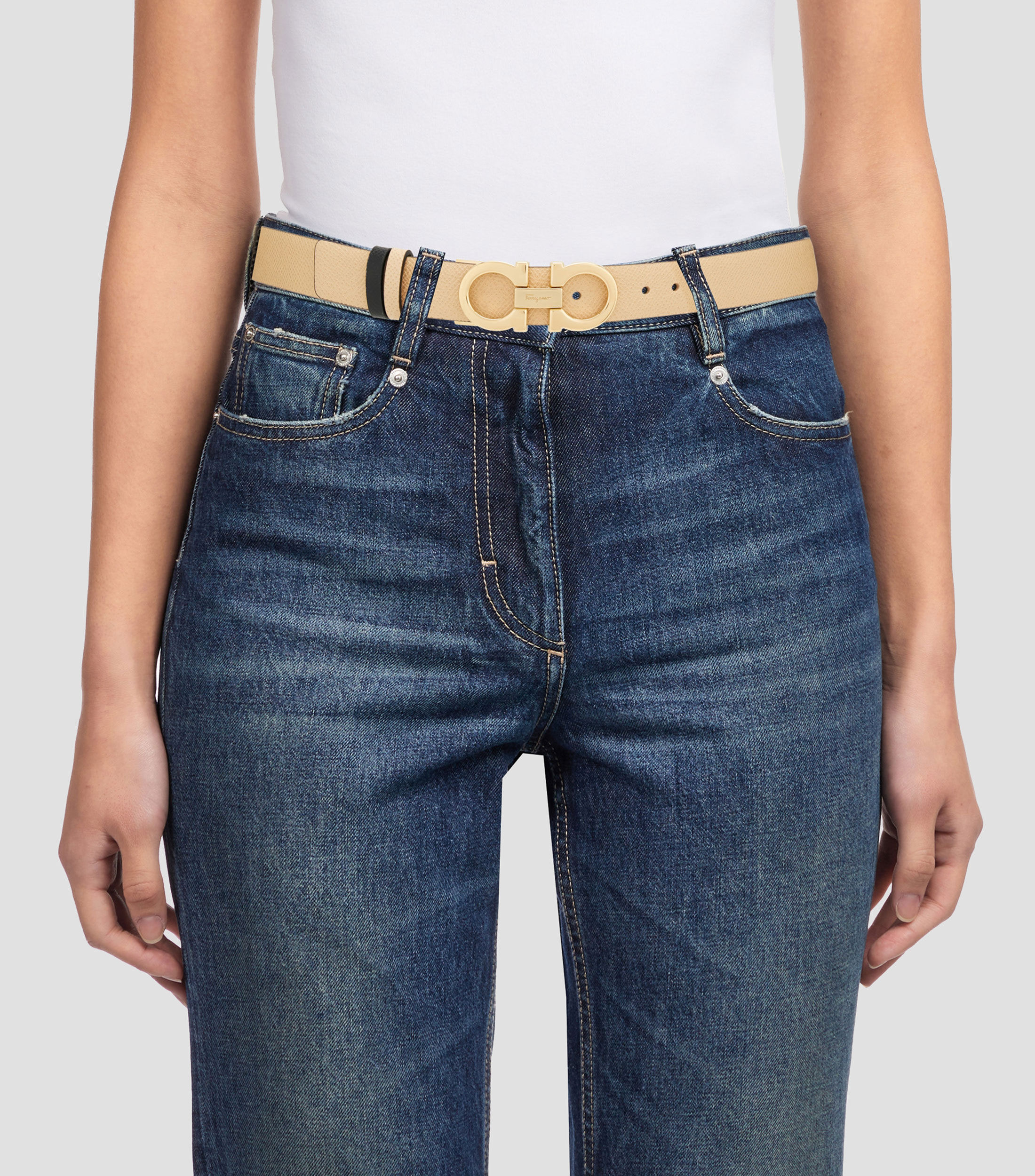 Cinturón Gancini ajustable y reversible Mujer