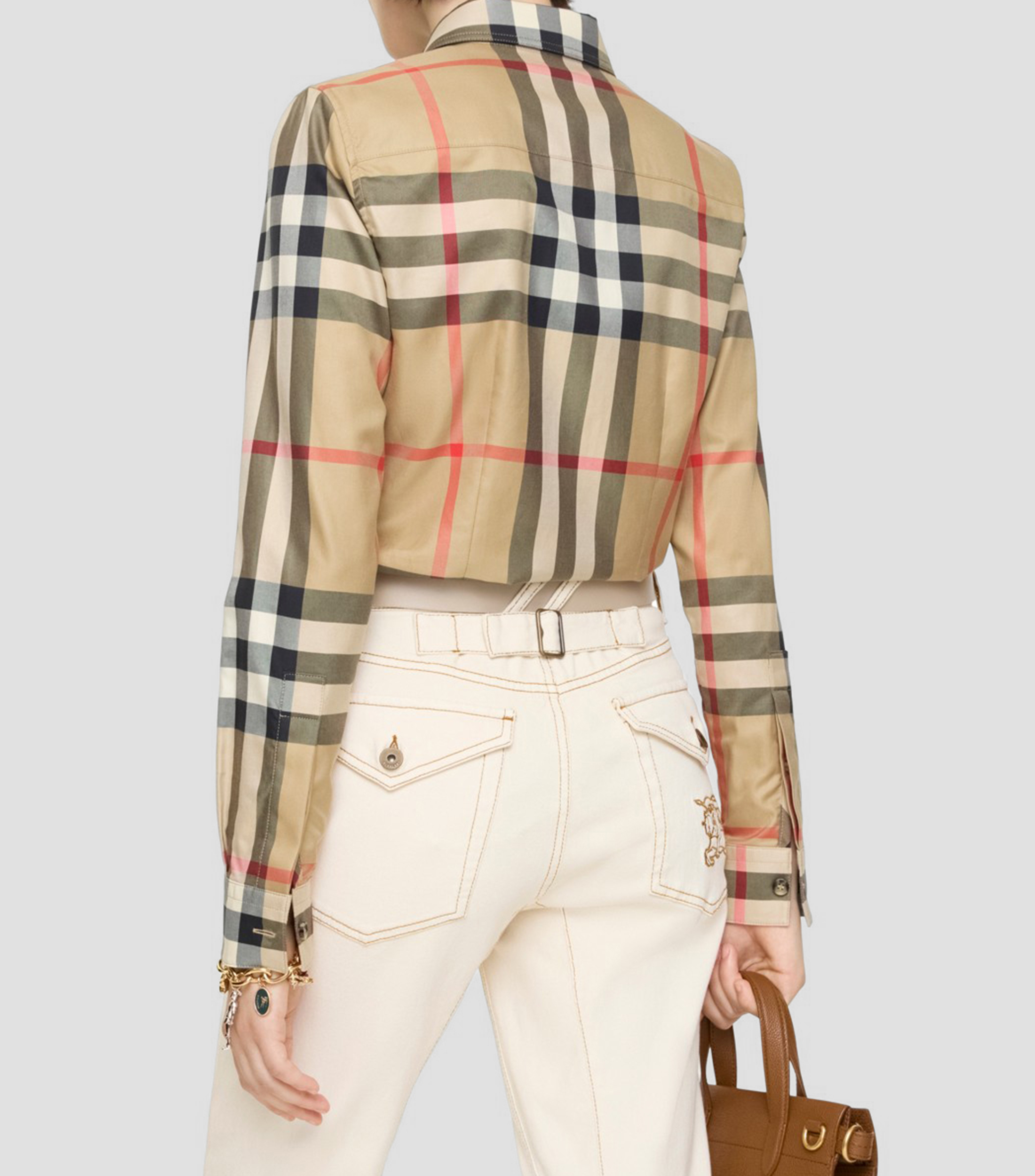 Camisa con cuadros check manga larga Mujer