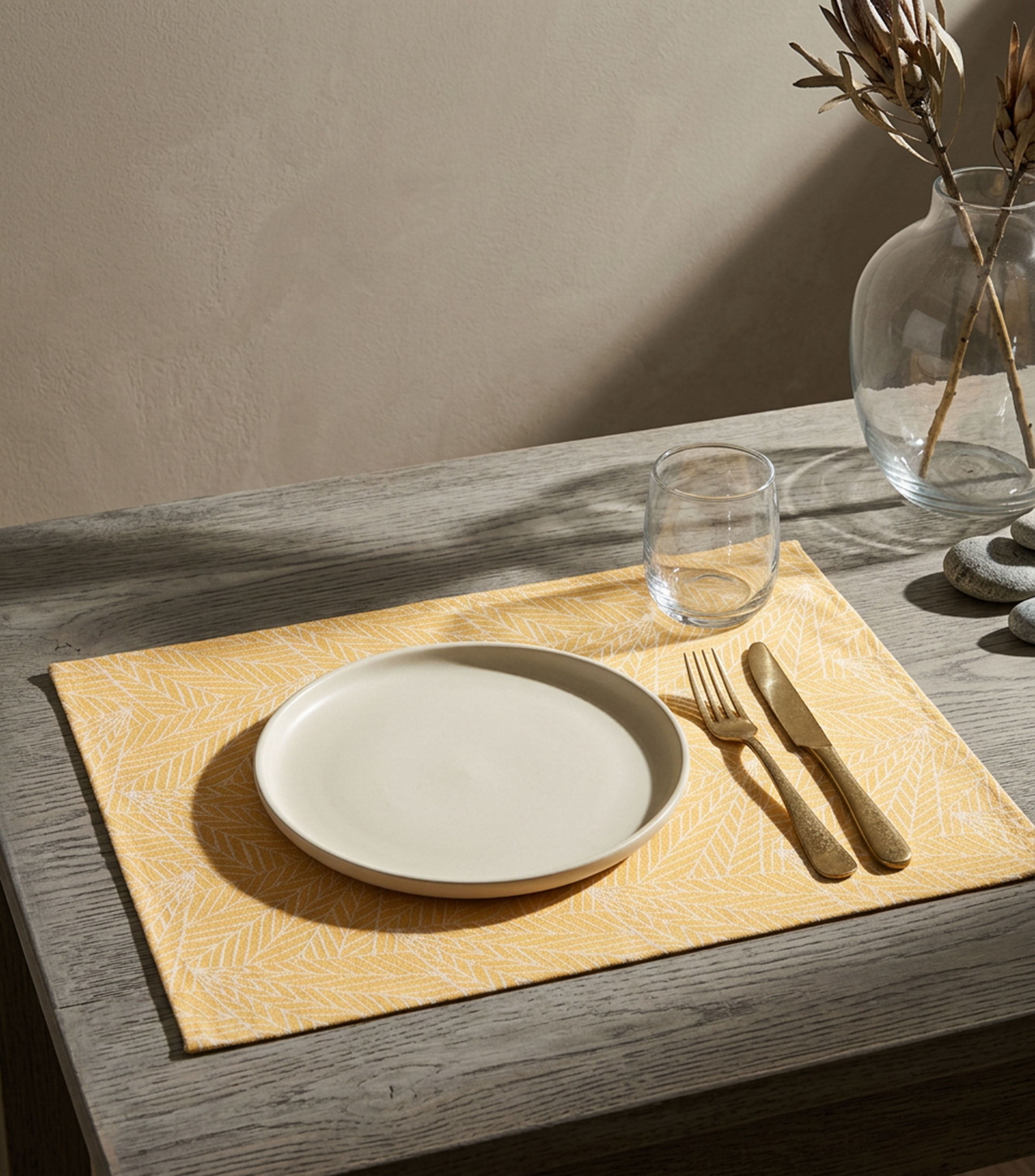 Mantel Individual Feuilles Citron Rectangular