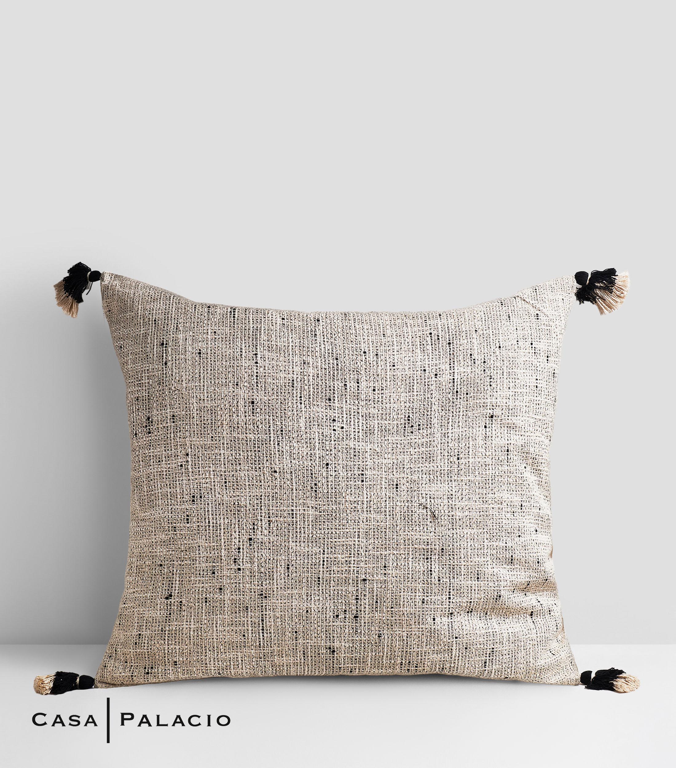 Cojín decorativo Tassels beige/negro