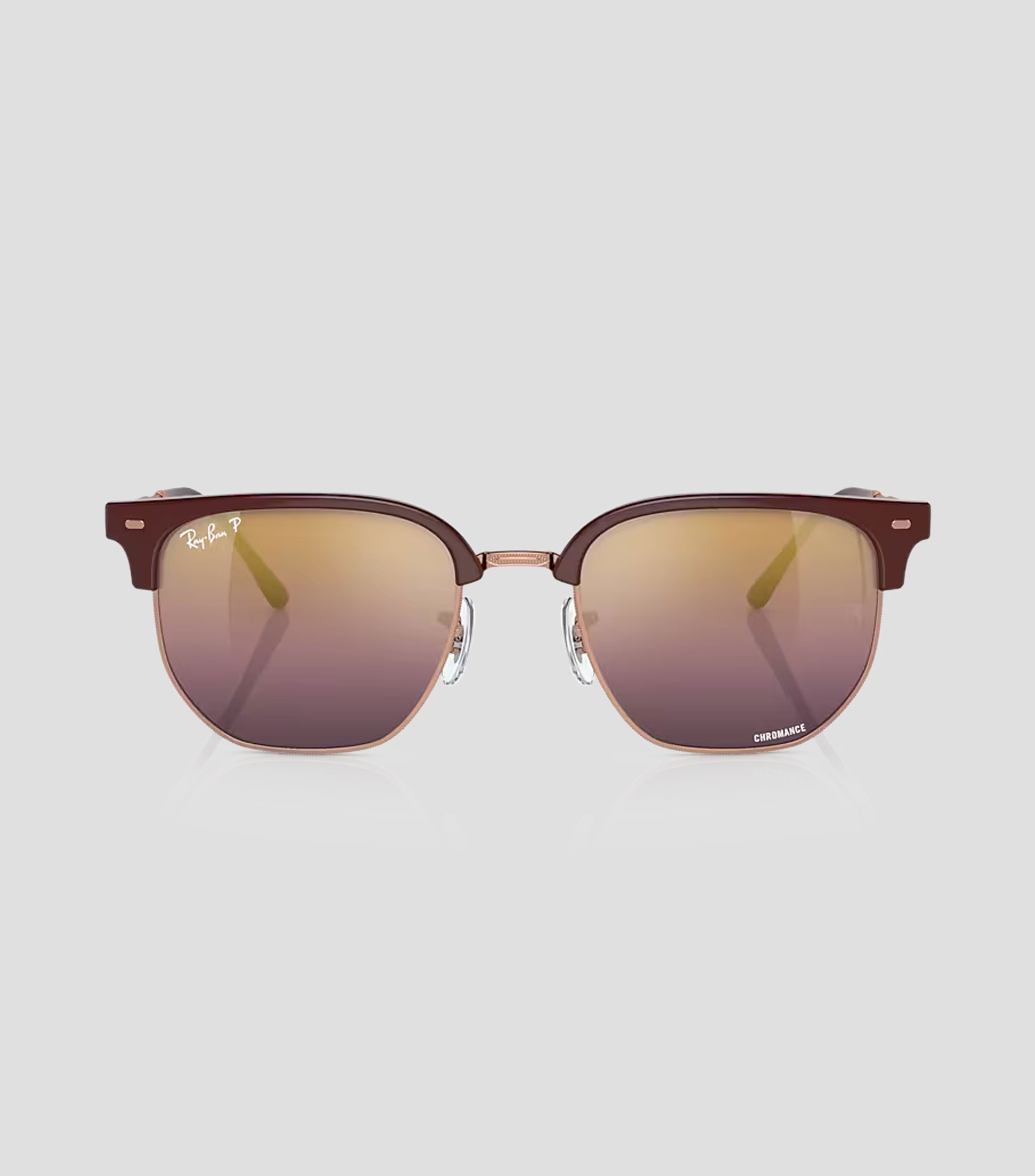 Lentes de sol cuadrados New Clubmaster oro rosa Mujer