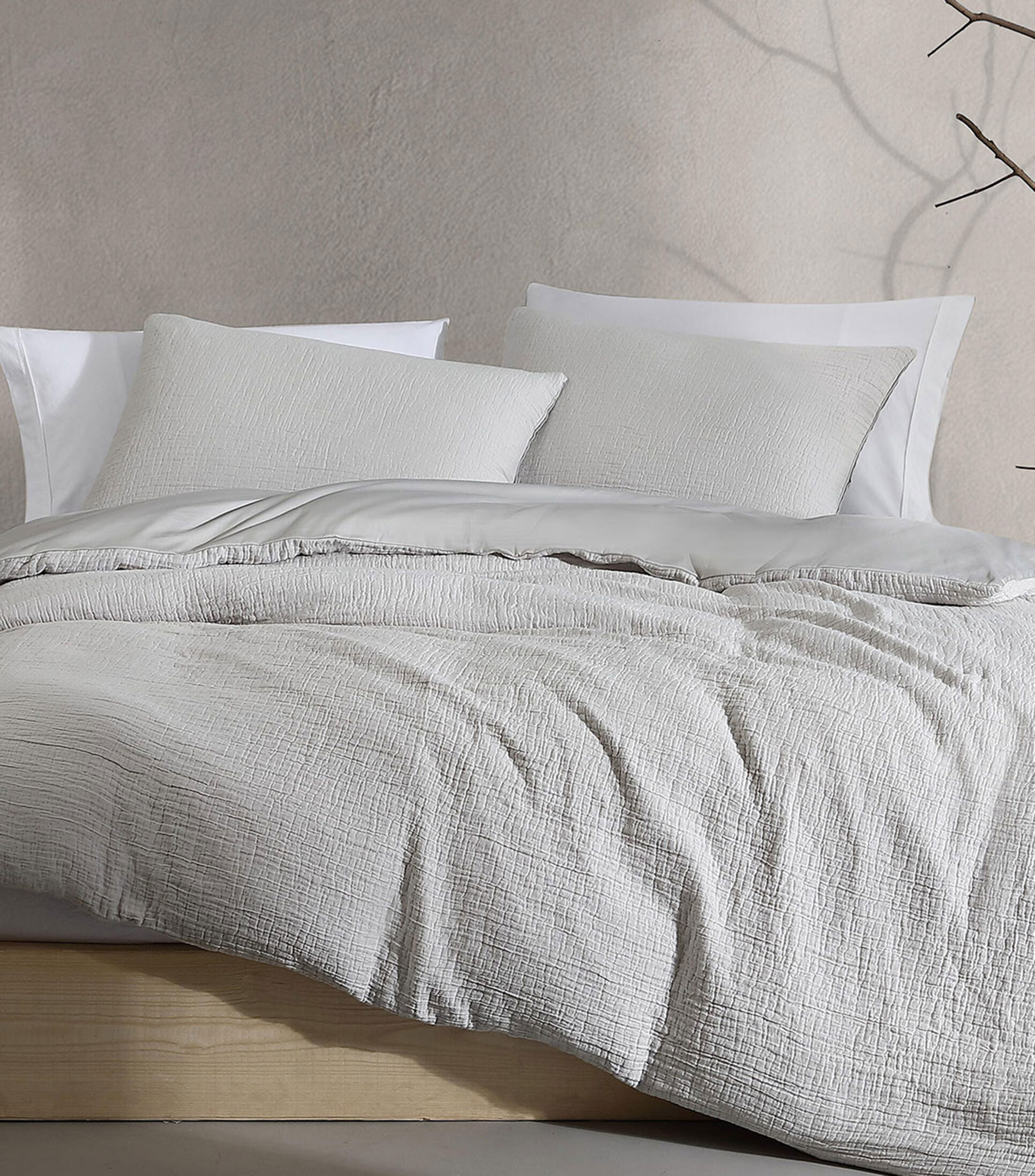 Juego de Funda para Duvet Queen Size de algodón Washed Texture gris