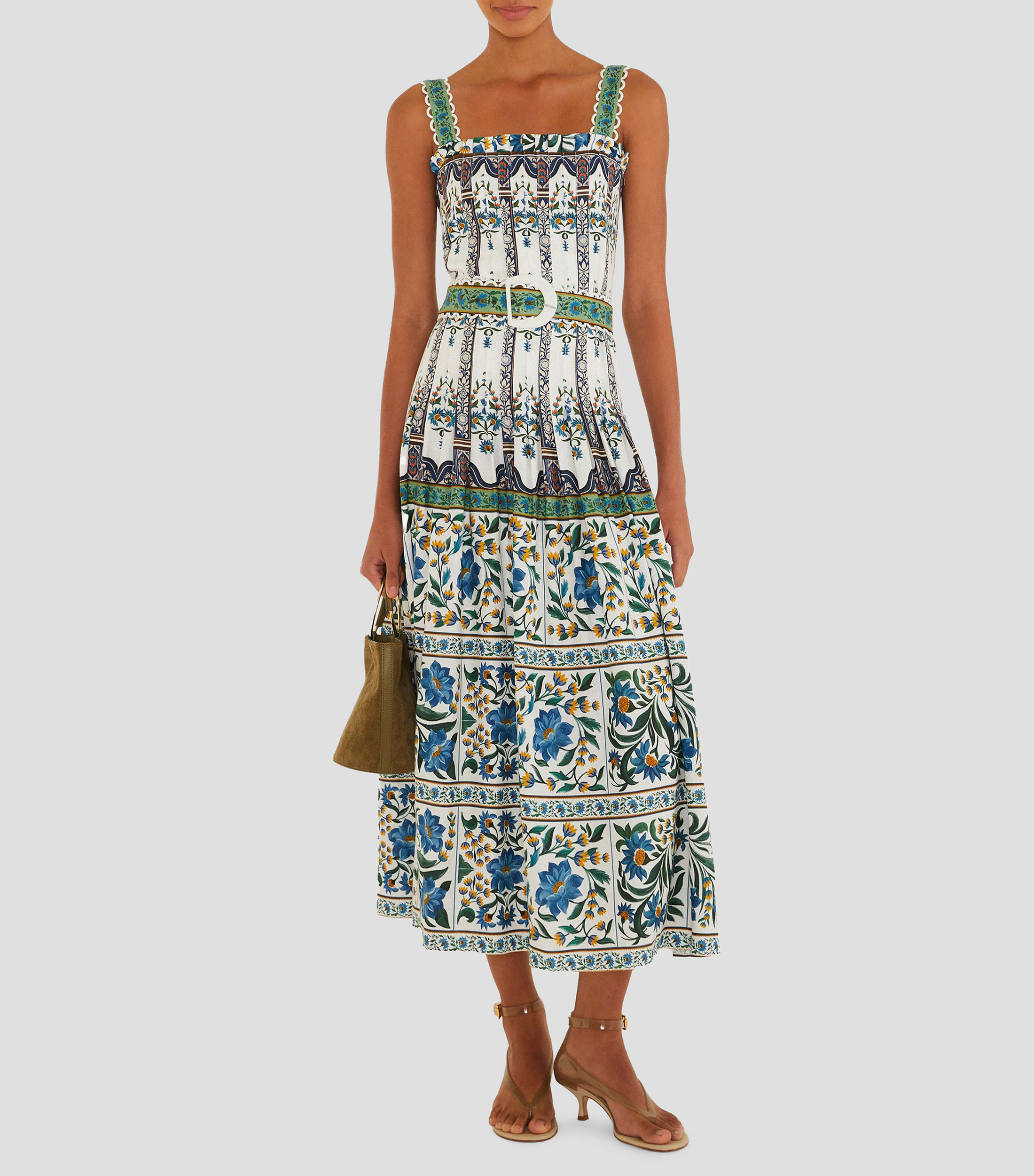 Vestido midi estampado multicolor Mujer