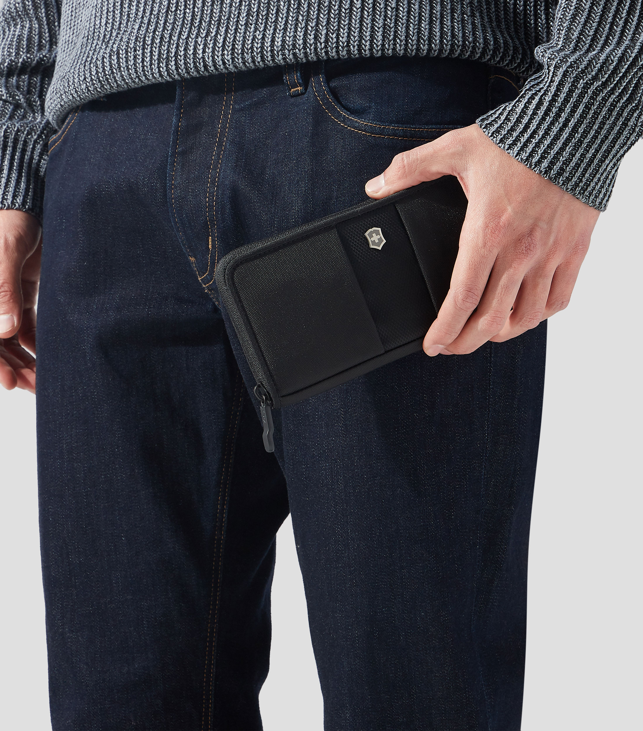 Cartera Continental en nylon negro Hombre