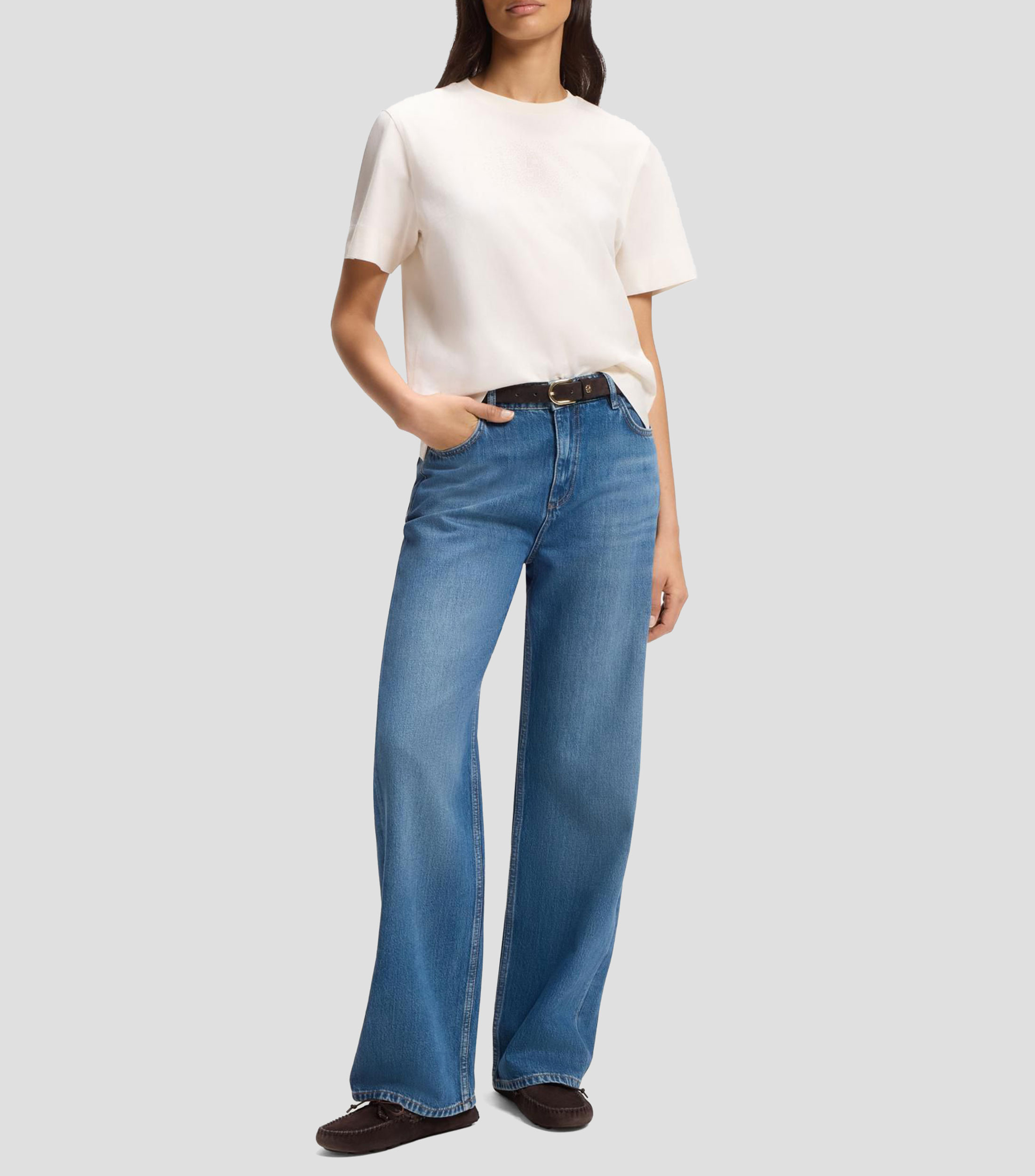 Playera regular de algodón con bordado del monograma Double B Mujer