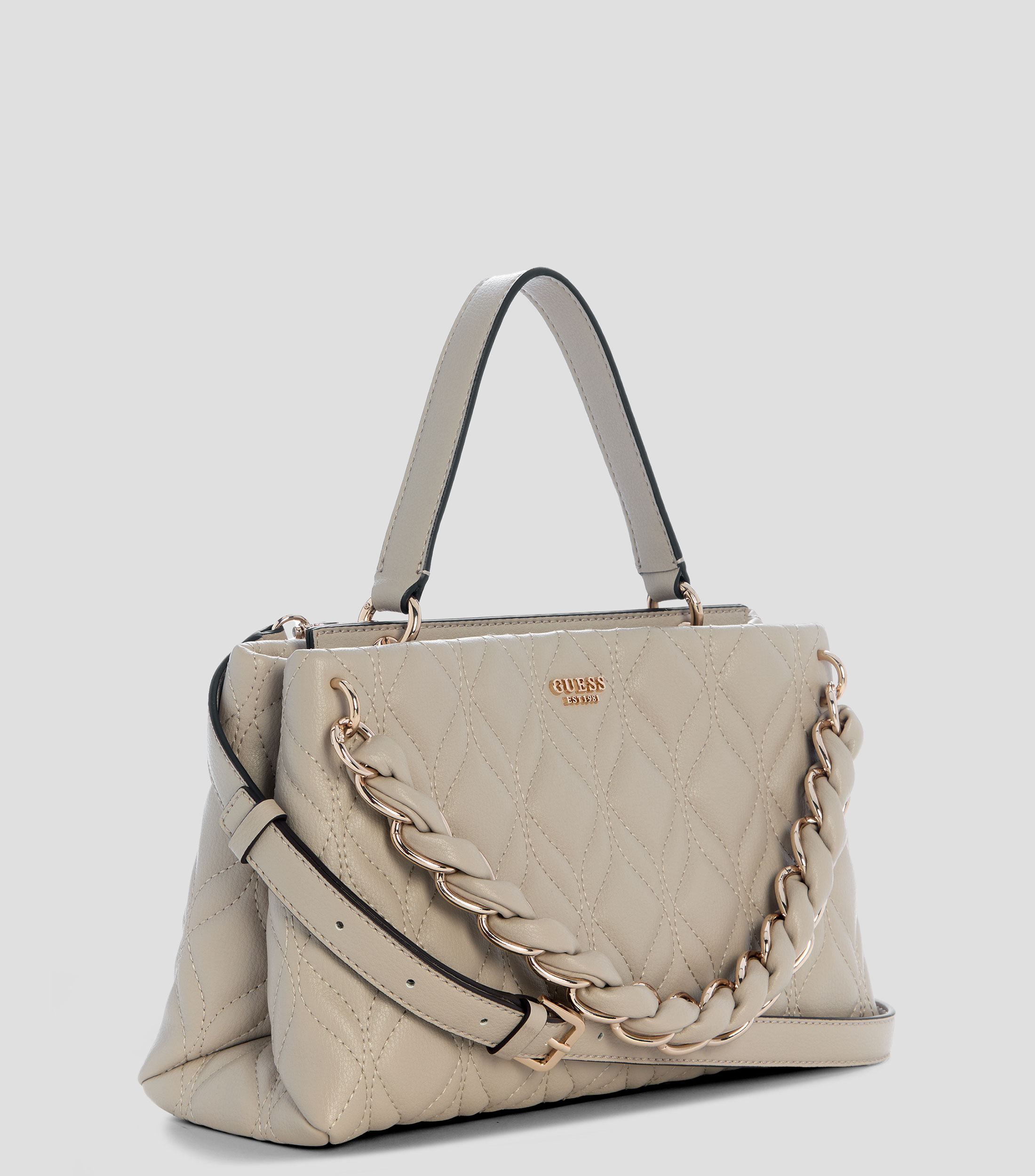 Bolsa satchel beige sólida Mujer