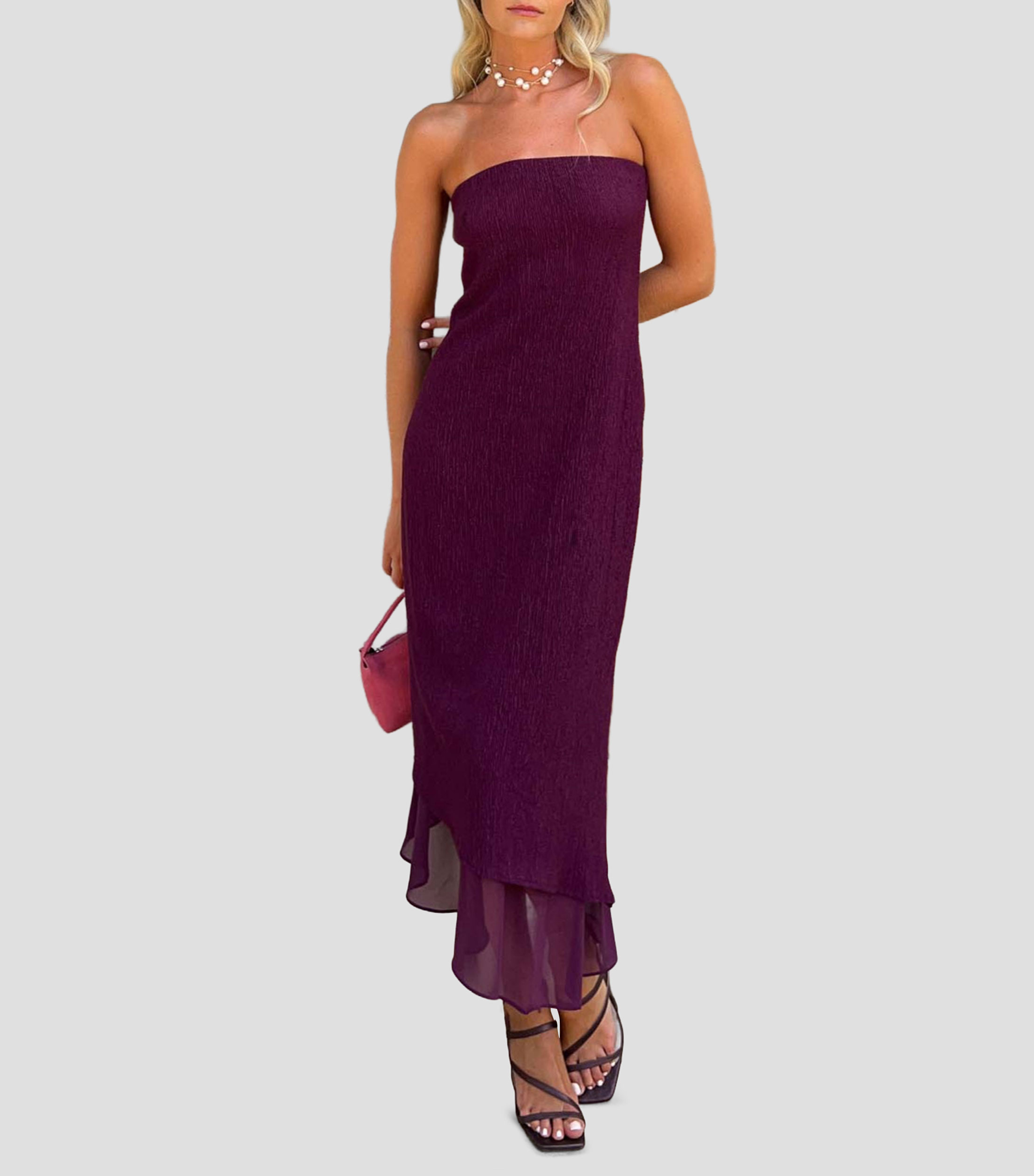 Vestido midi liso Mujer