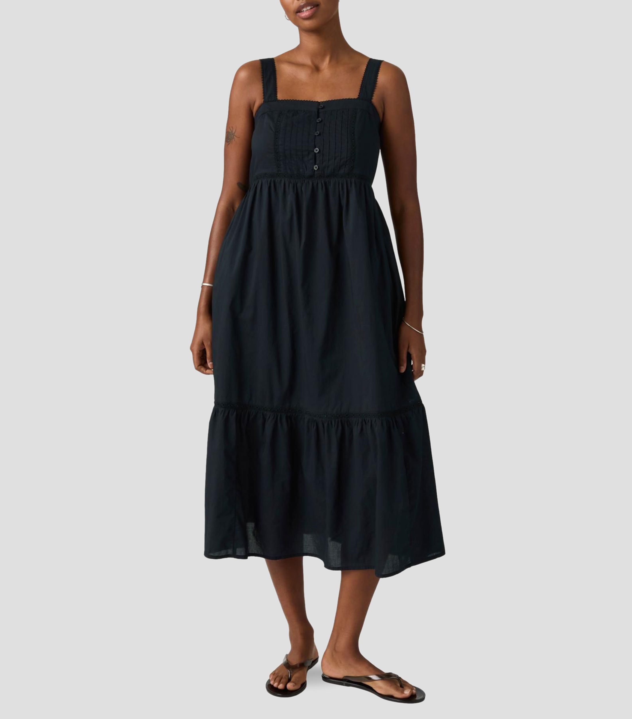 Vestido midi con microdiseños Mujer