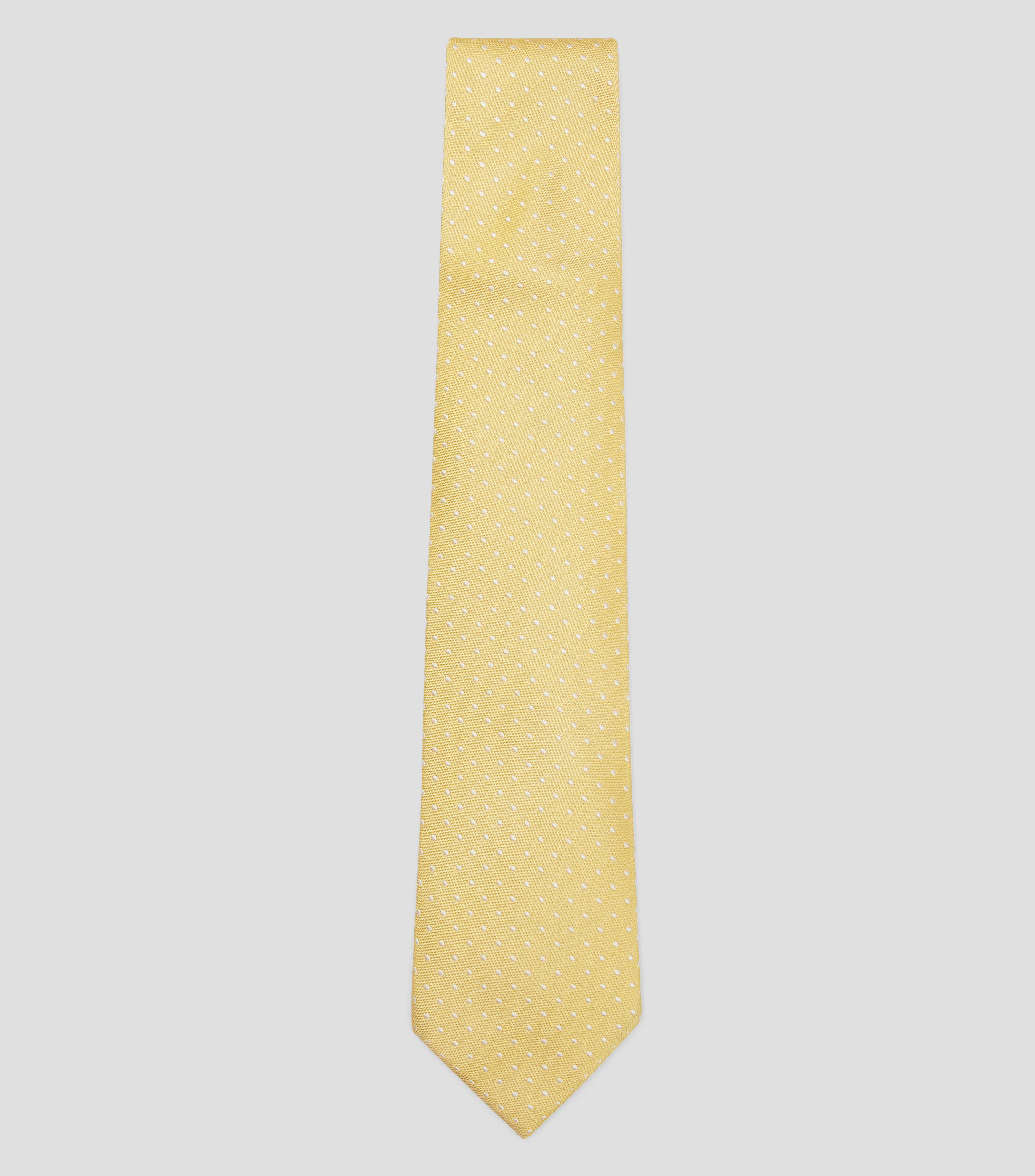 Corbata ancha en seda amarillo claro con polkadots Brera
