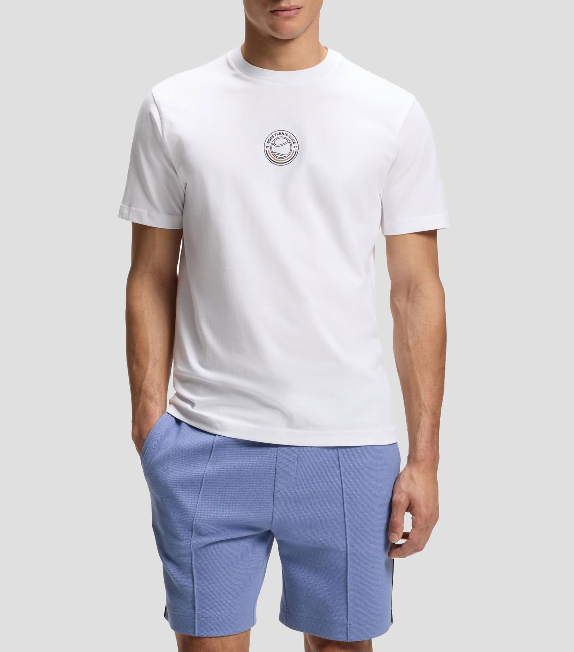 Playera de algodón elástico con ilustración de tenis Hombre