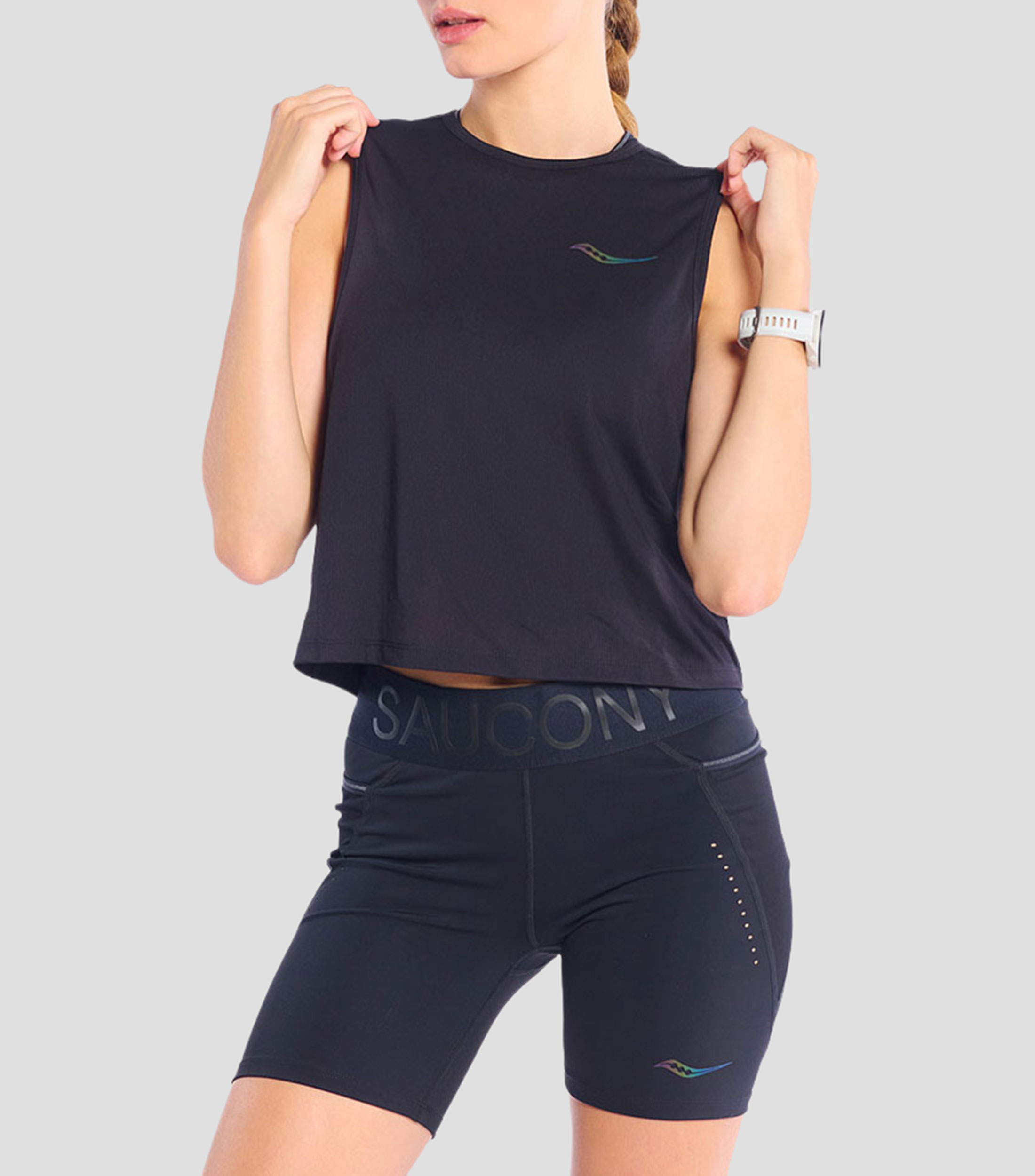 Tank Top para correr cuello redondo sin mangas liso Mujer