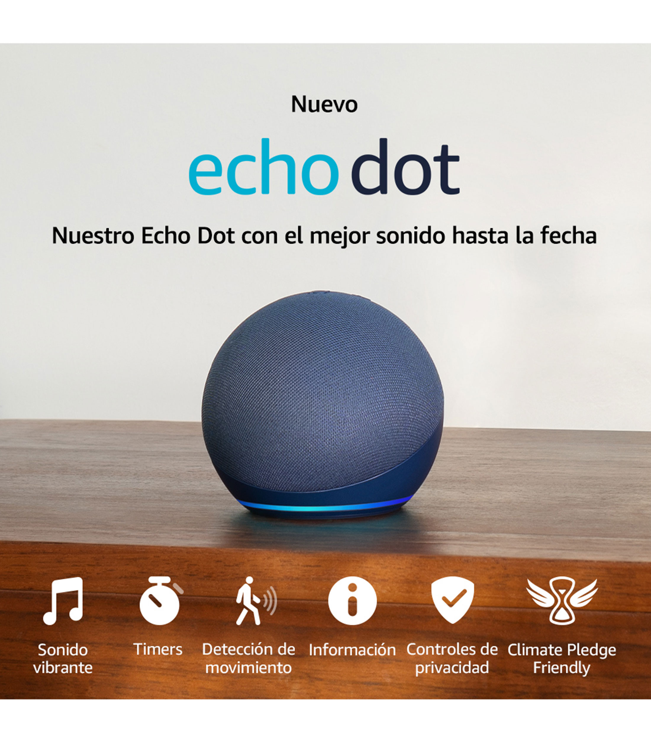 Bocina Smart Echo Dot 5 Generacion modelo 2022 Azul
