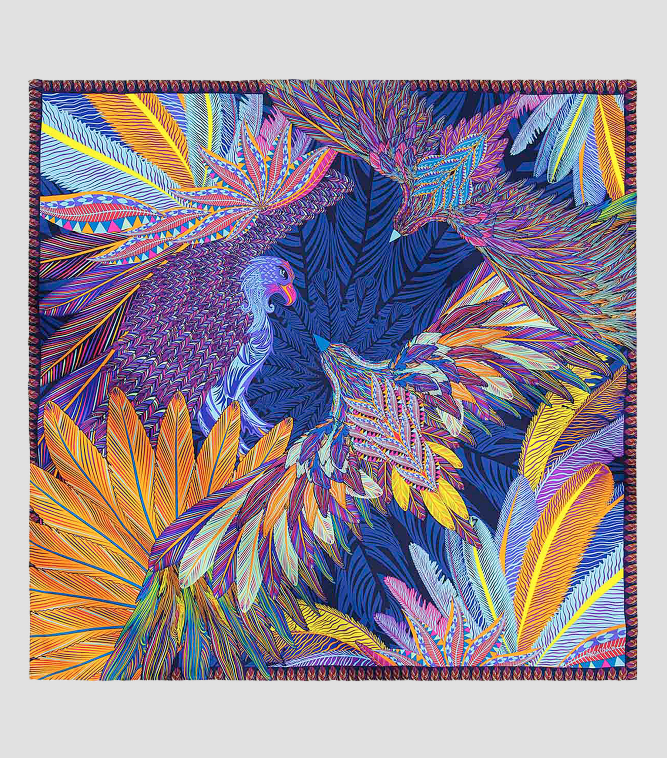 Mascada en seda azul águila real Mujer