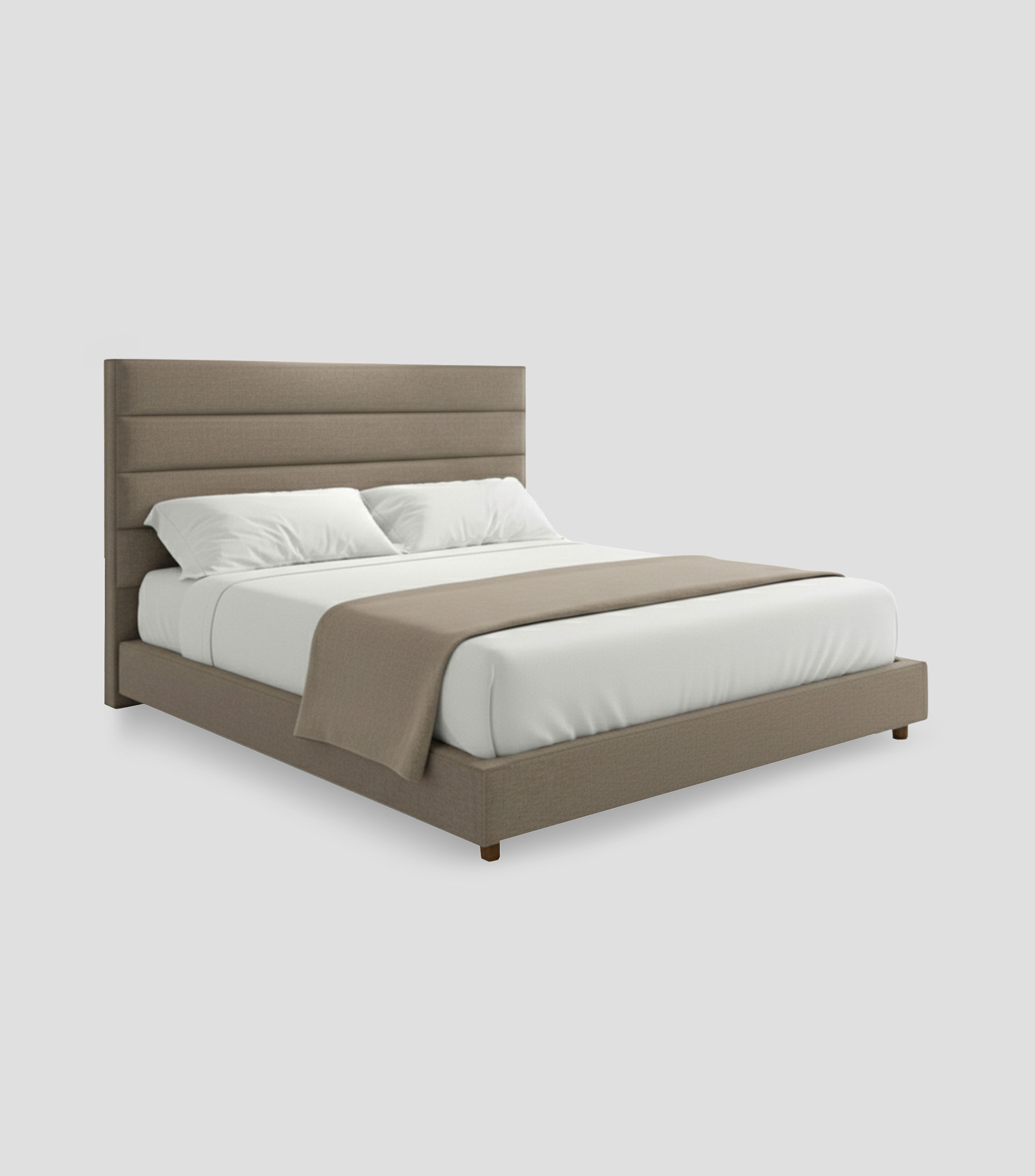 Cama King Size Ribbed V taupe en madera