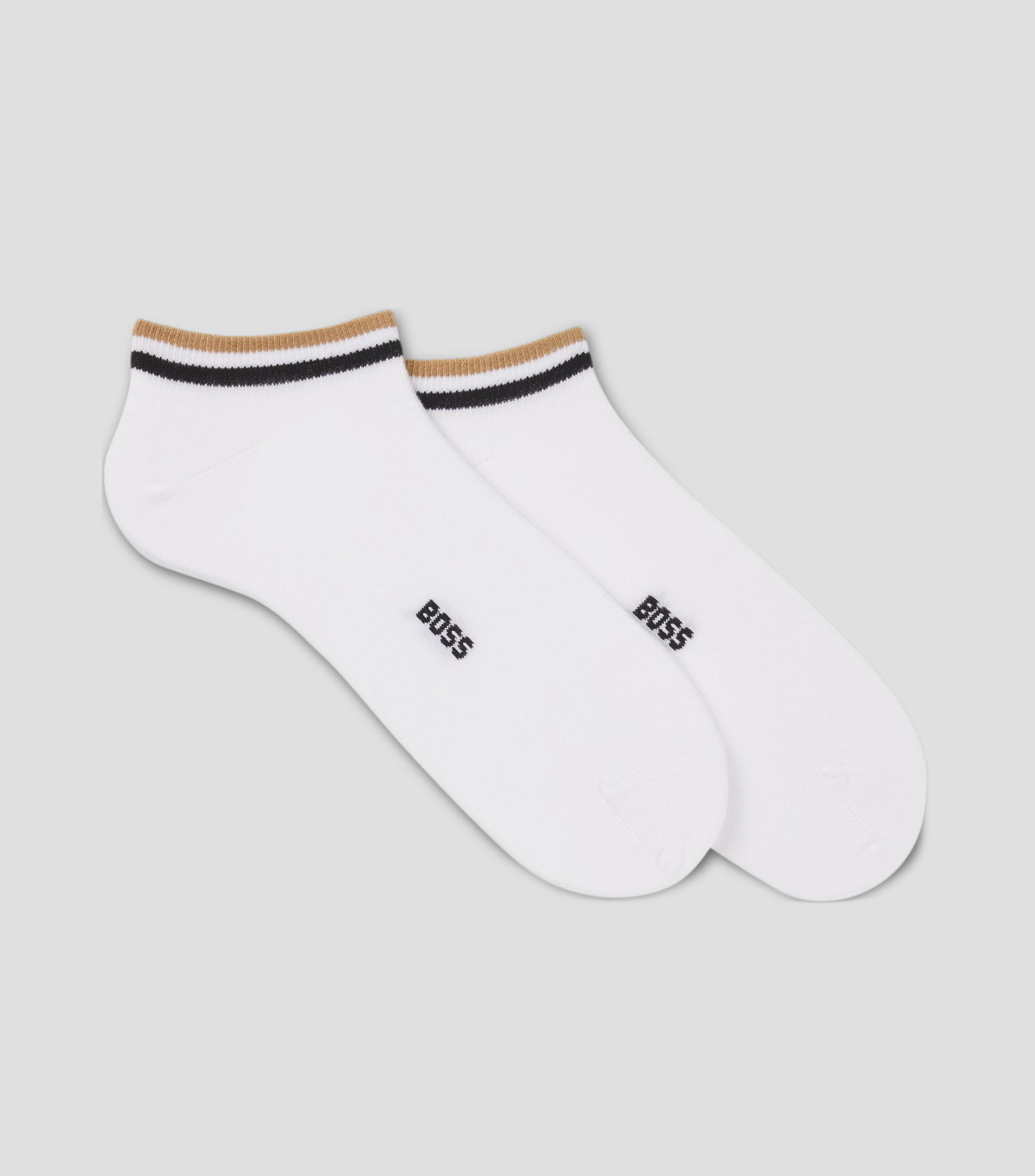 Set de dos calcetines tobilleros con puños con rayas distintivas Hombre