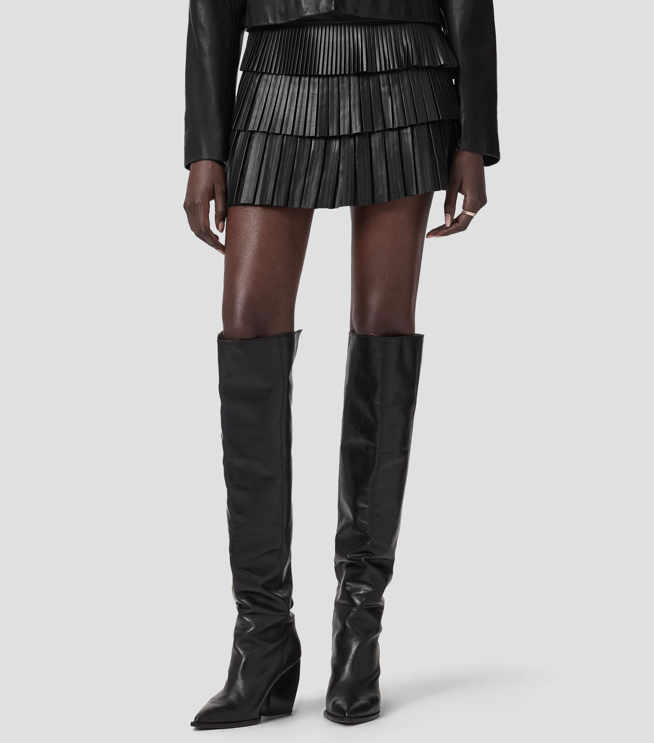 Falda corta de corte recto lisa Mujer