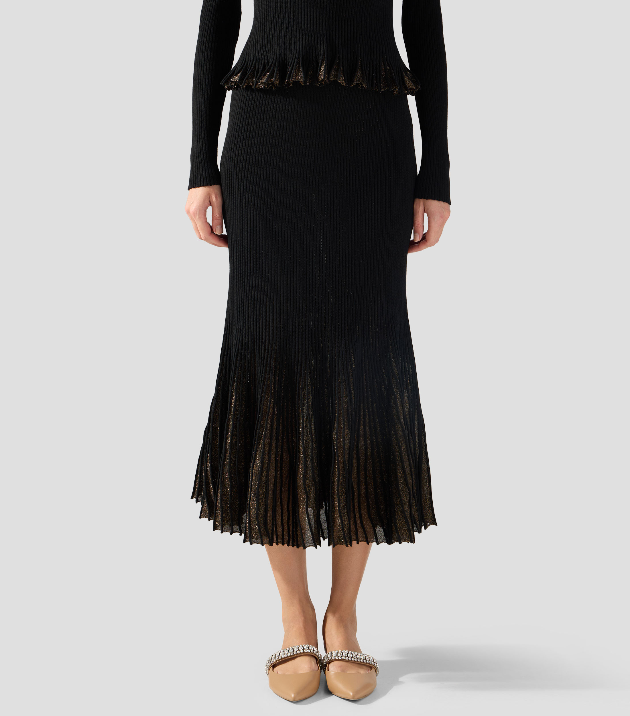 Falda midi lisa Mujer