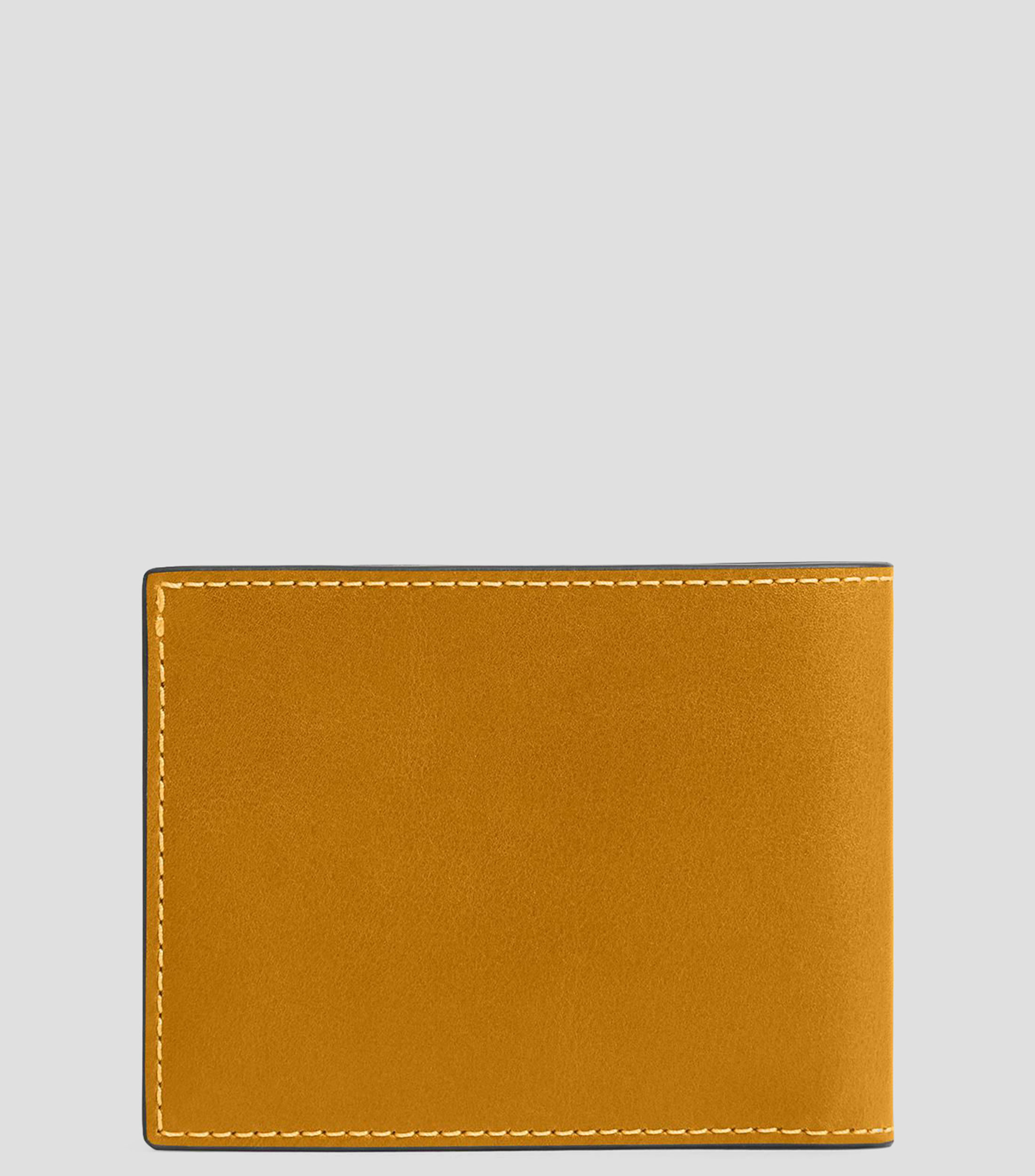 Cartera bifold en piel amarillo lisa Hombre