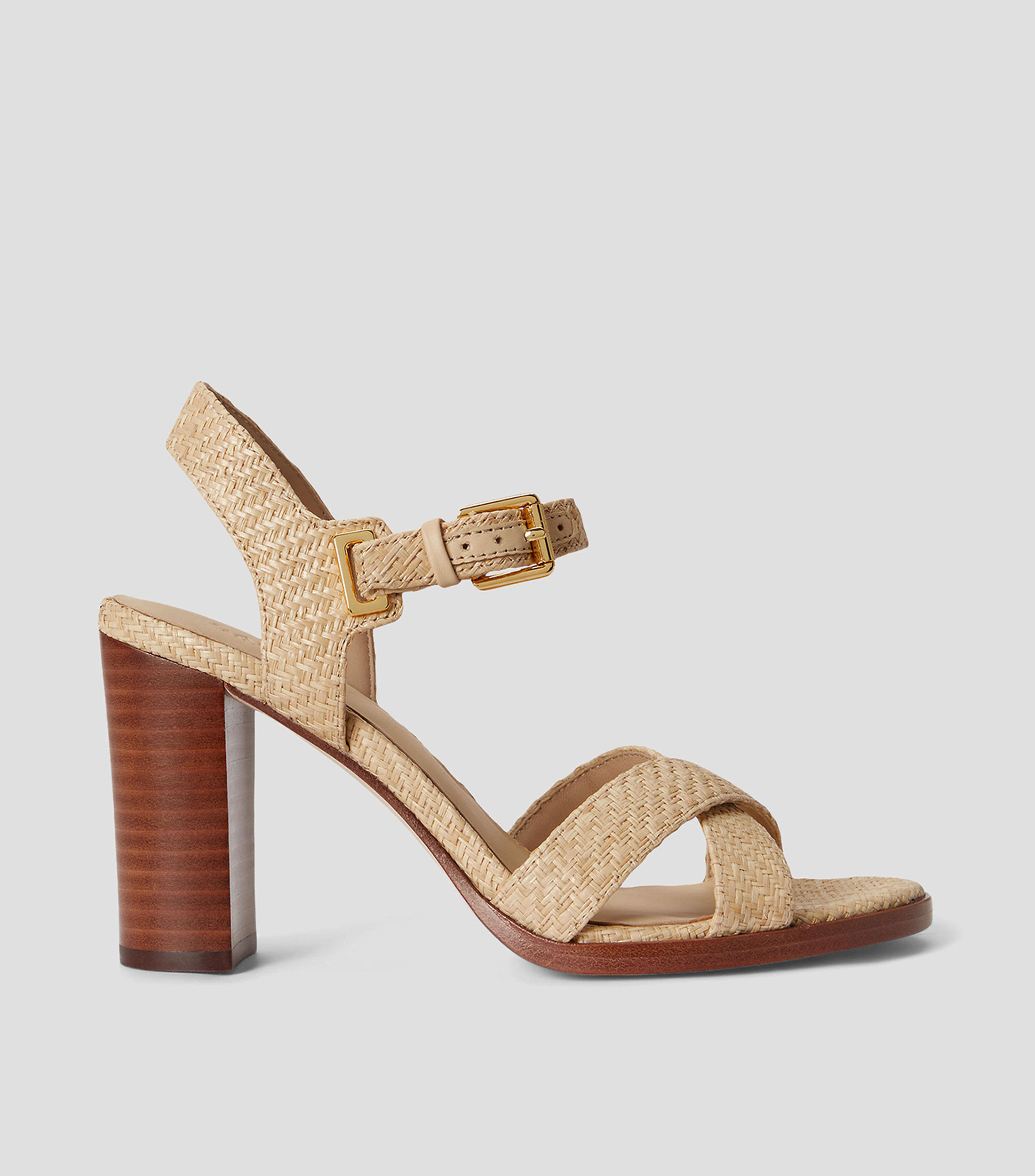 Sandalias de rafia con tacón alto ancho Emeryn Mujer