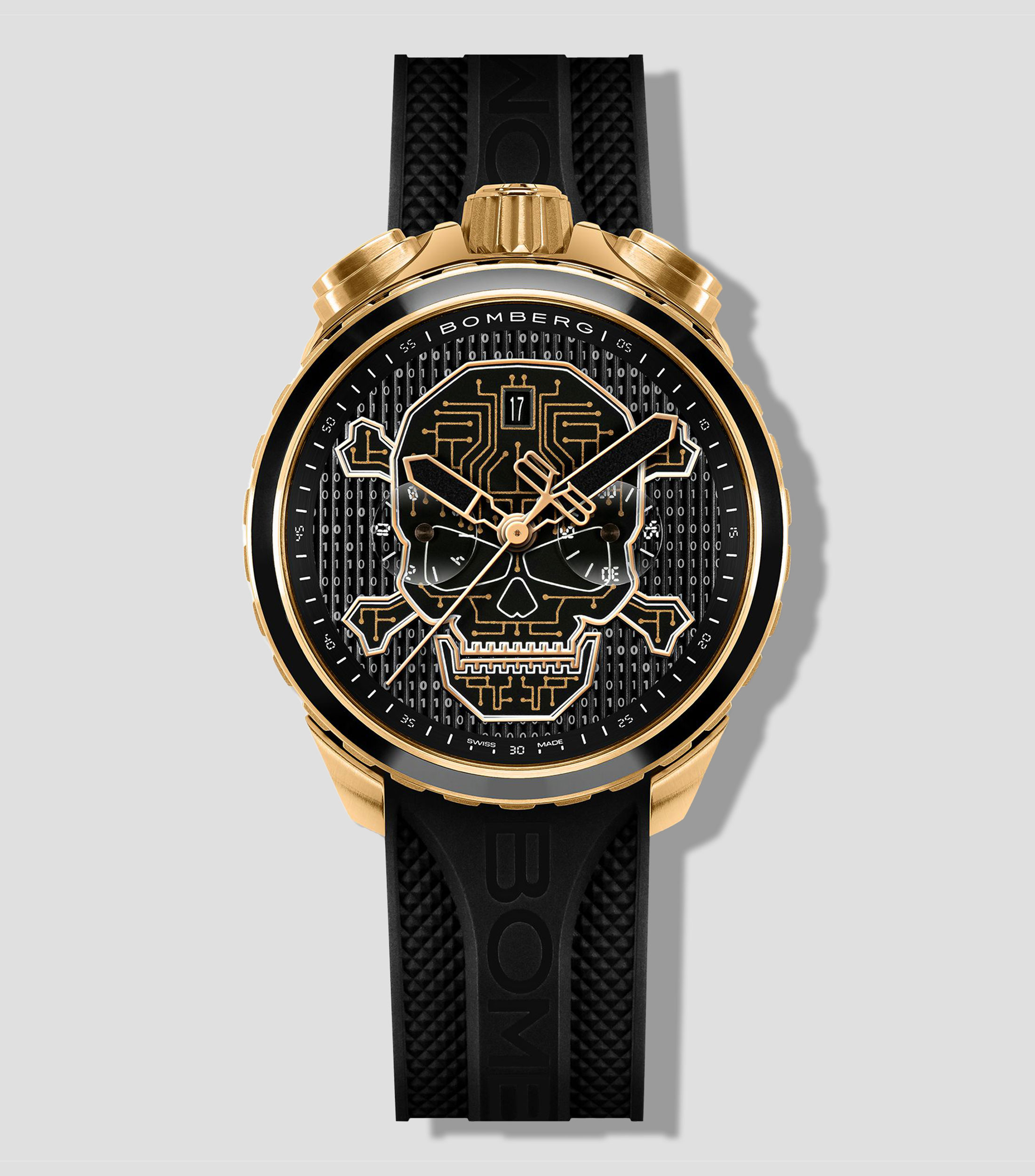 Reloj para hombre Cyber Skull casual, negro