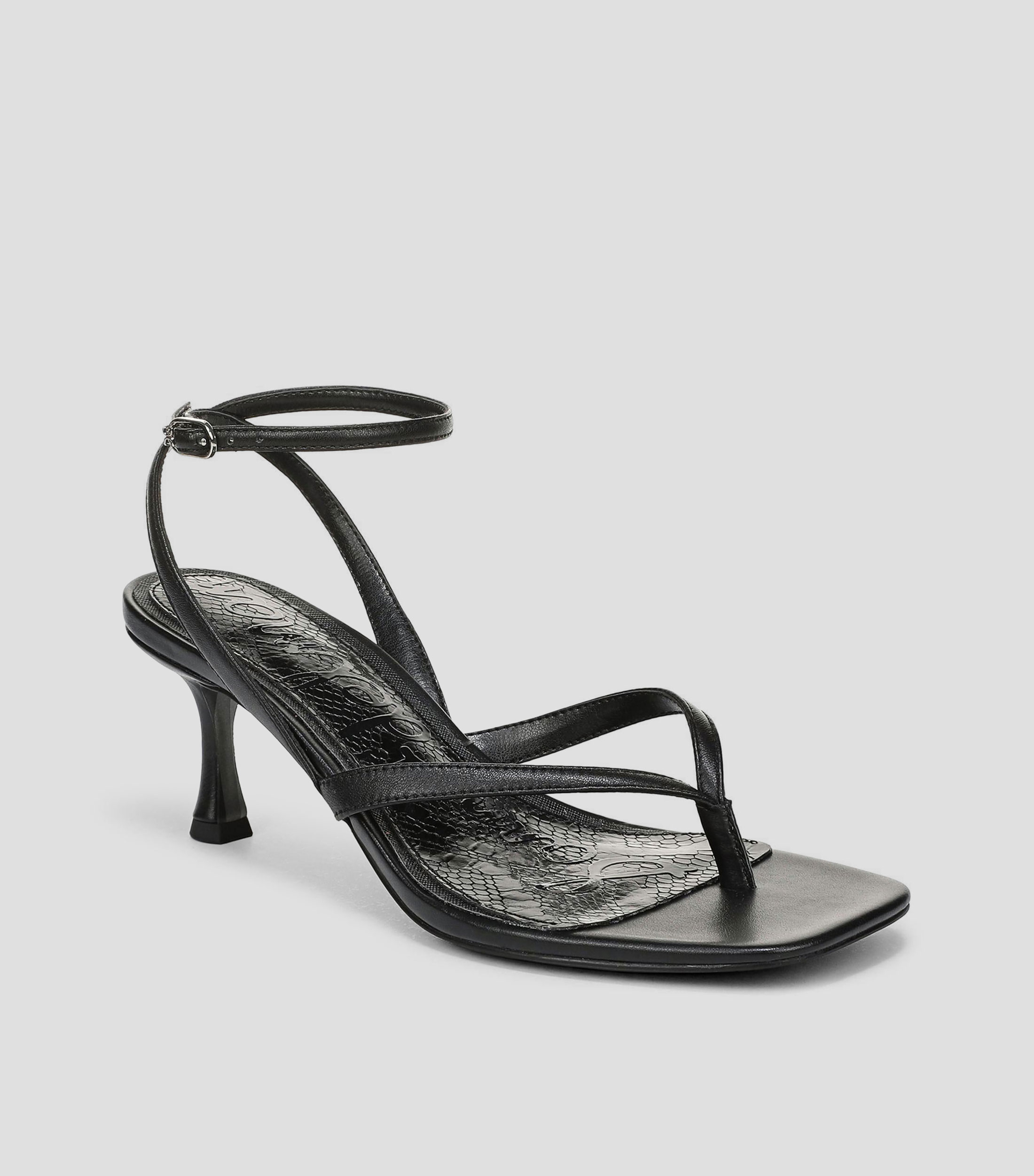Sandalias de tacón mediano de aguja en piel Mujer