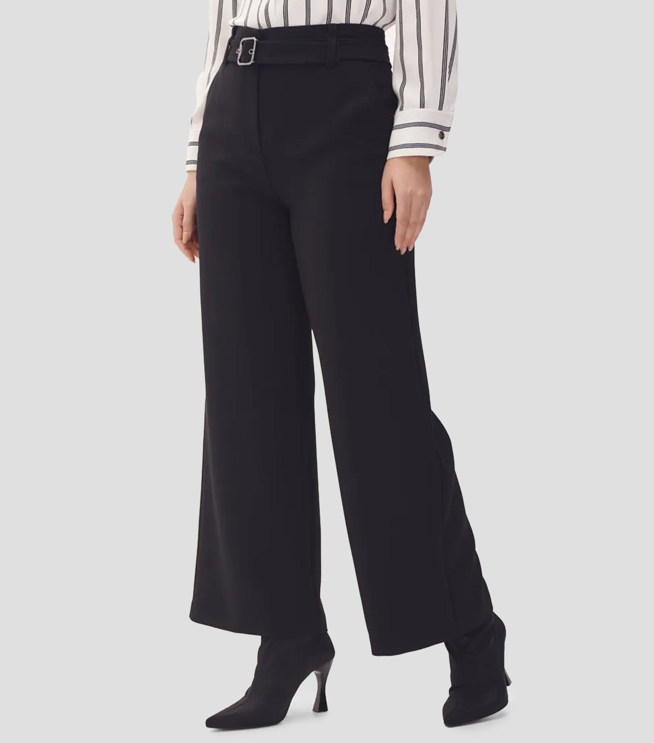 Pantalones Para Mujer - Pantalones Plisados De Pierna Ancha Con Cinturón Con Hebilla De Diamantes De Imitación (talla : M