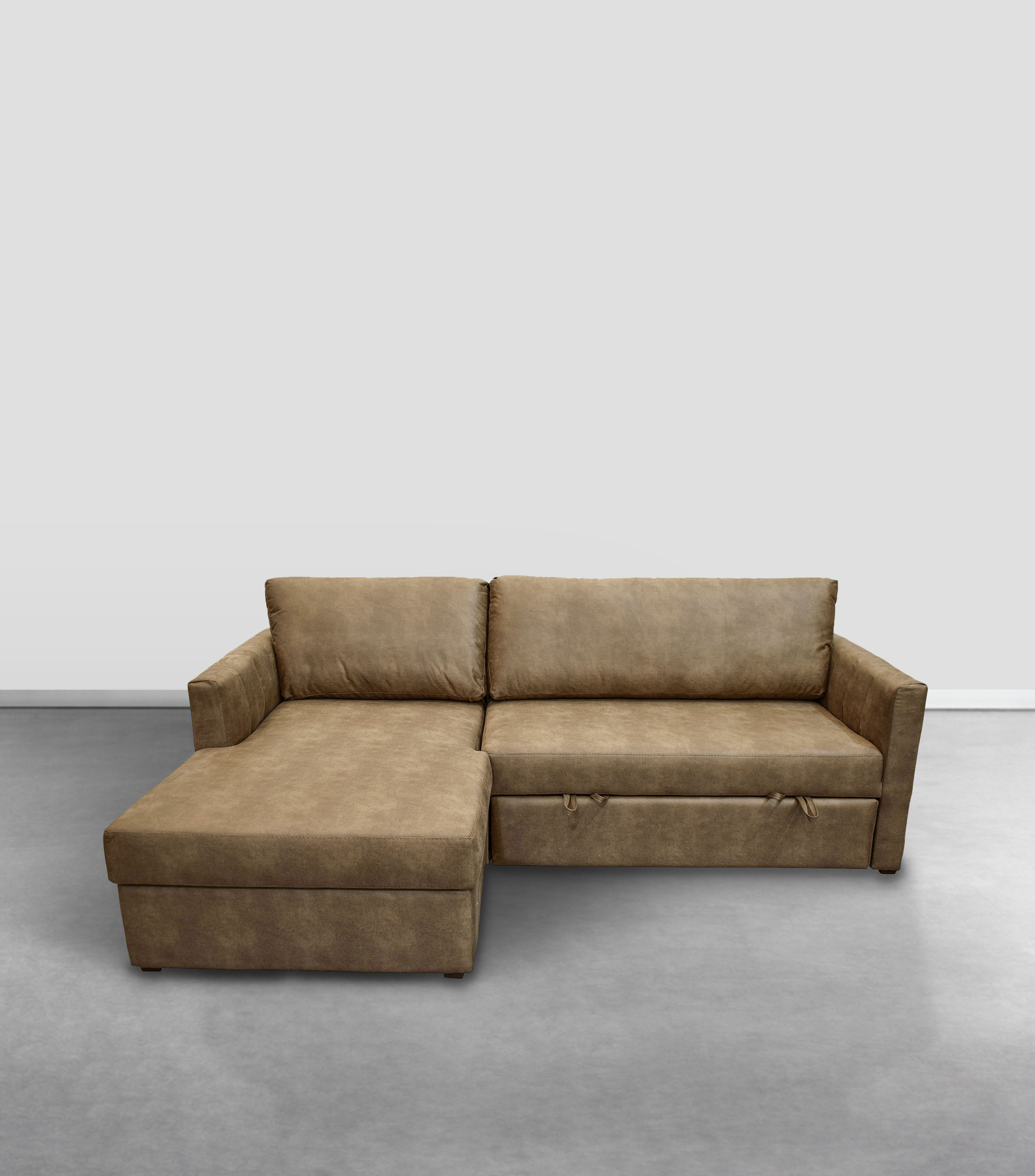 Sofá cama modular izquierdo en tela Midway café