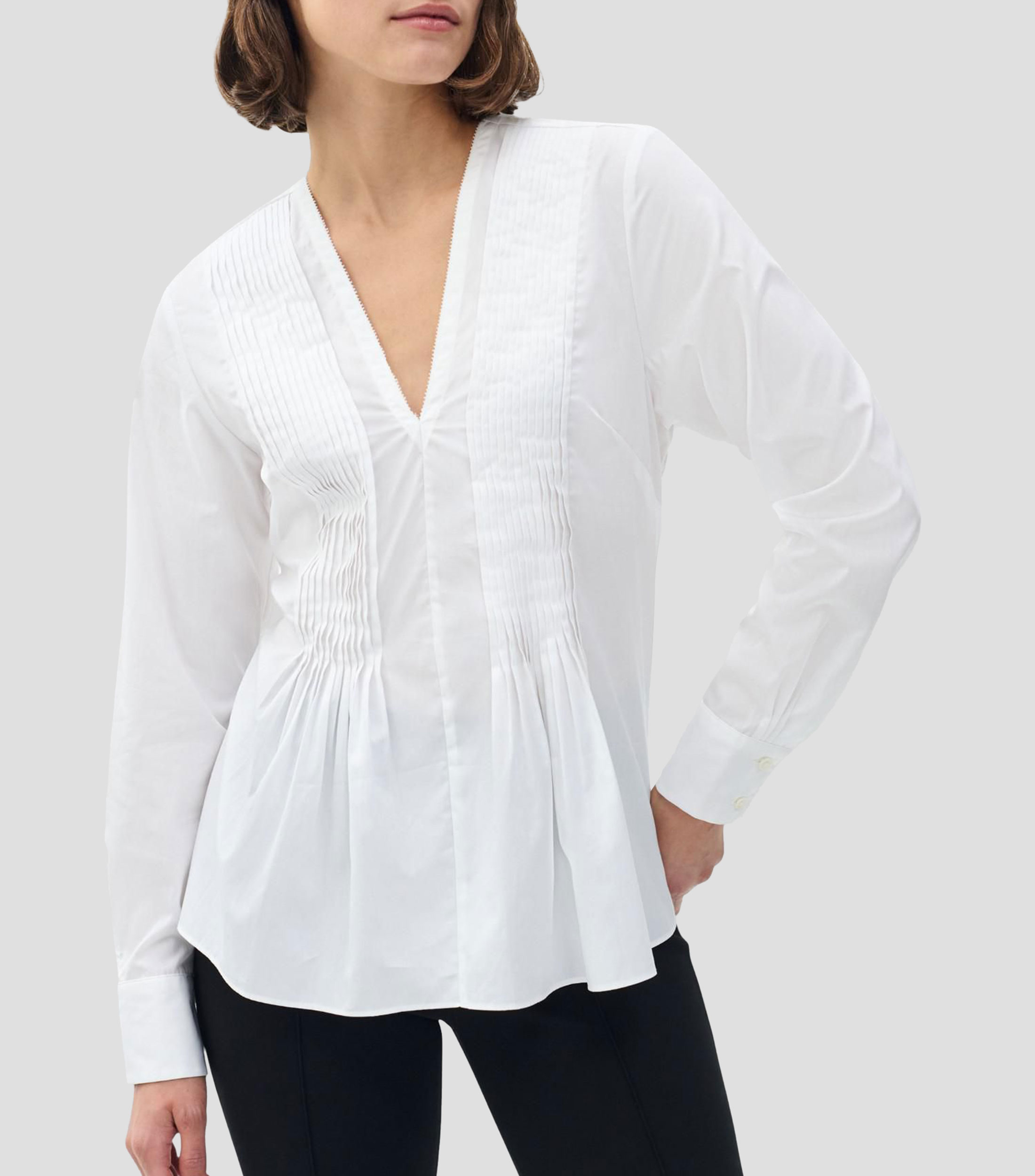 Blusa lisa con manga larga Mujer