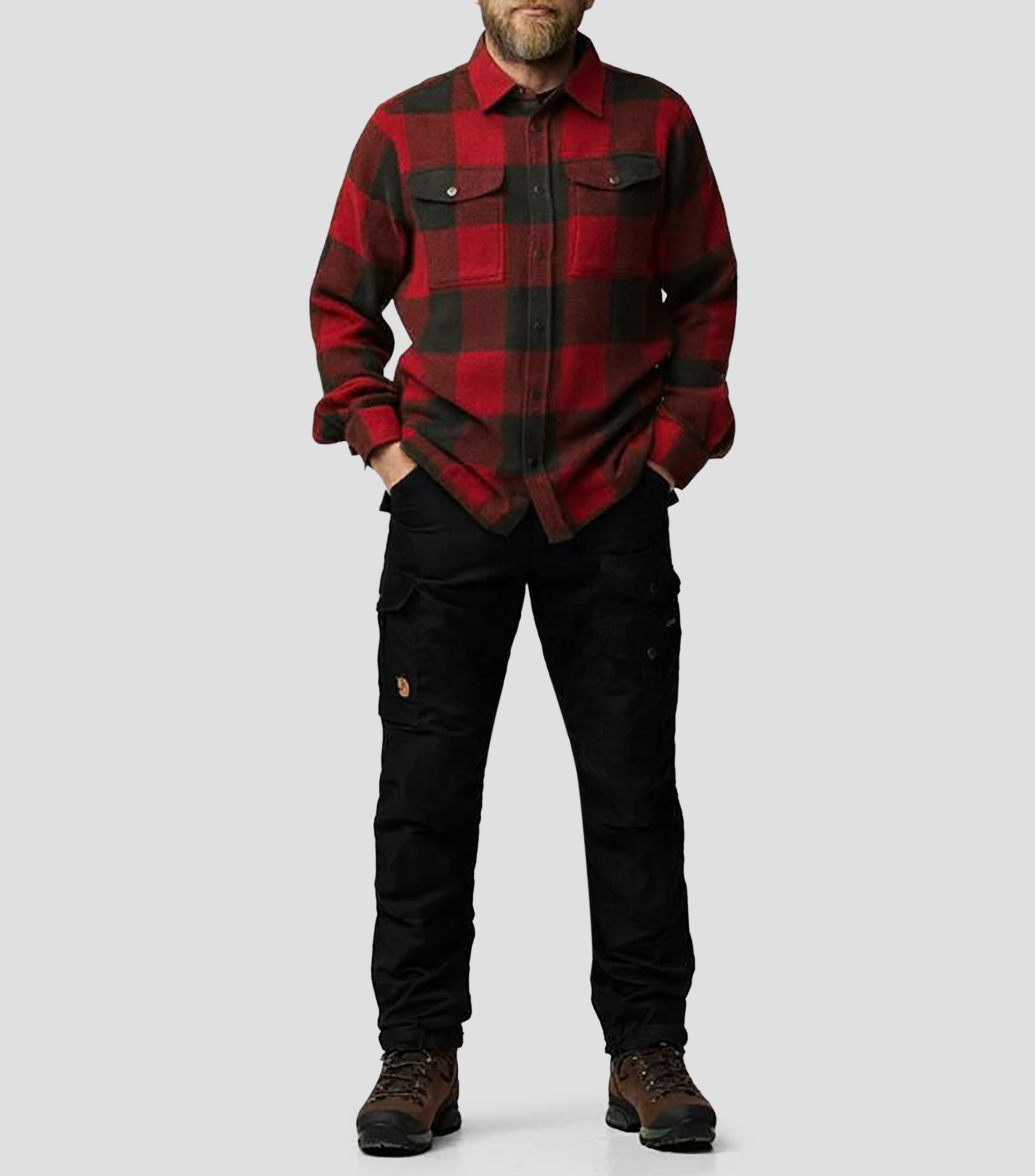 Camisa para senderismo de cuadros en franela Canadá de manga larga Hombre