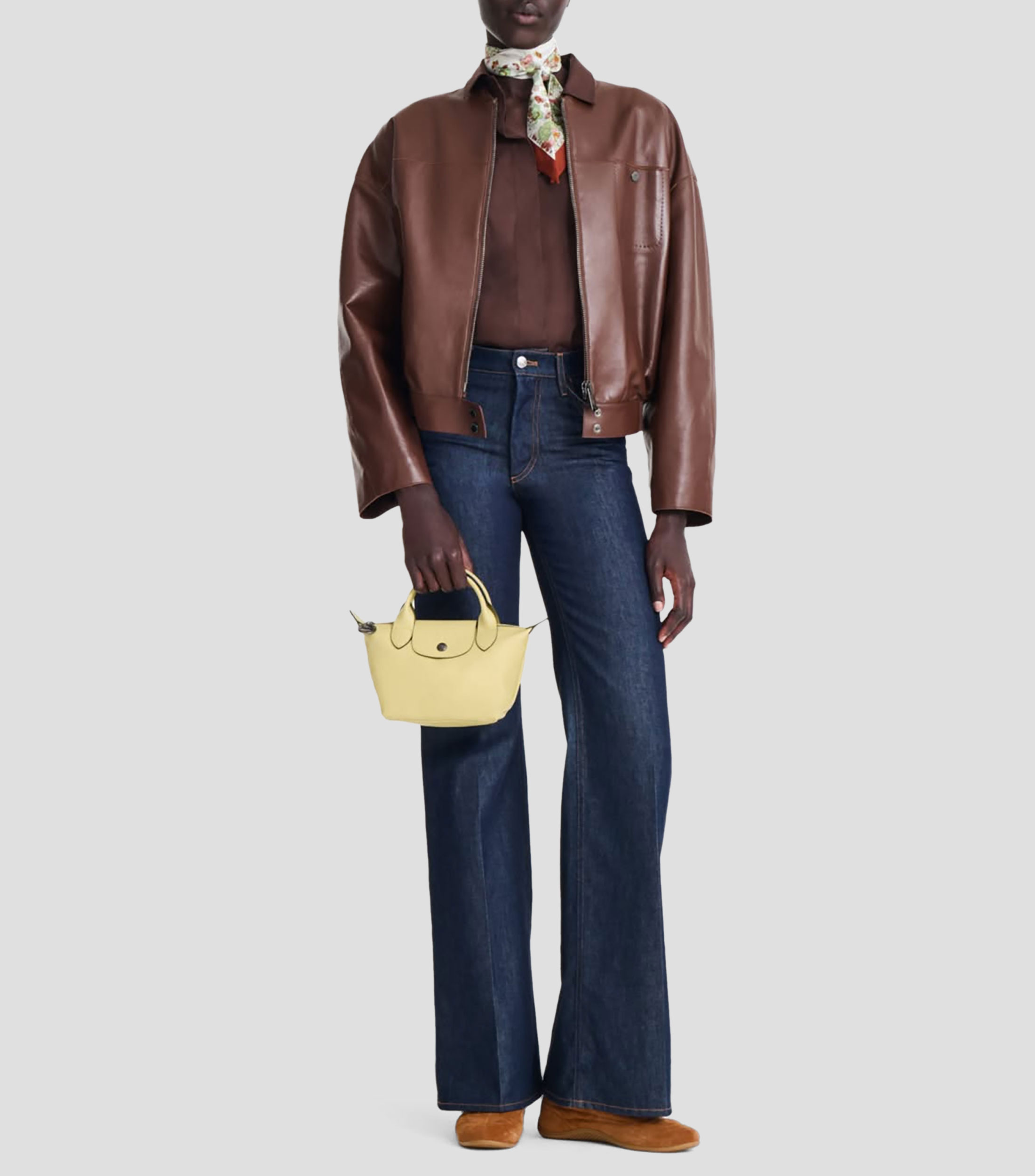 Bolsa de mano Tote en cuero de vaqueta SS26 lisa Mujer