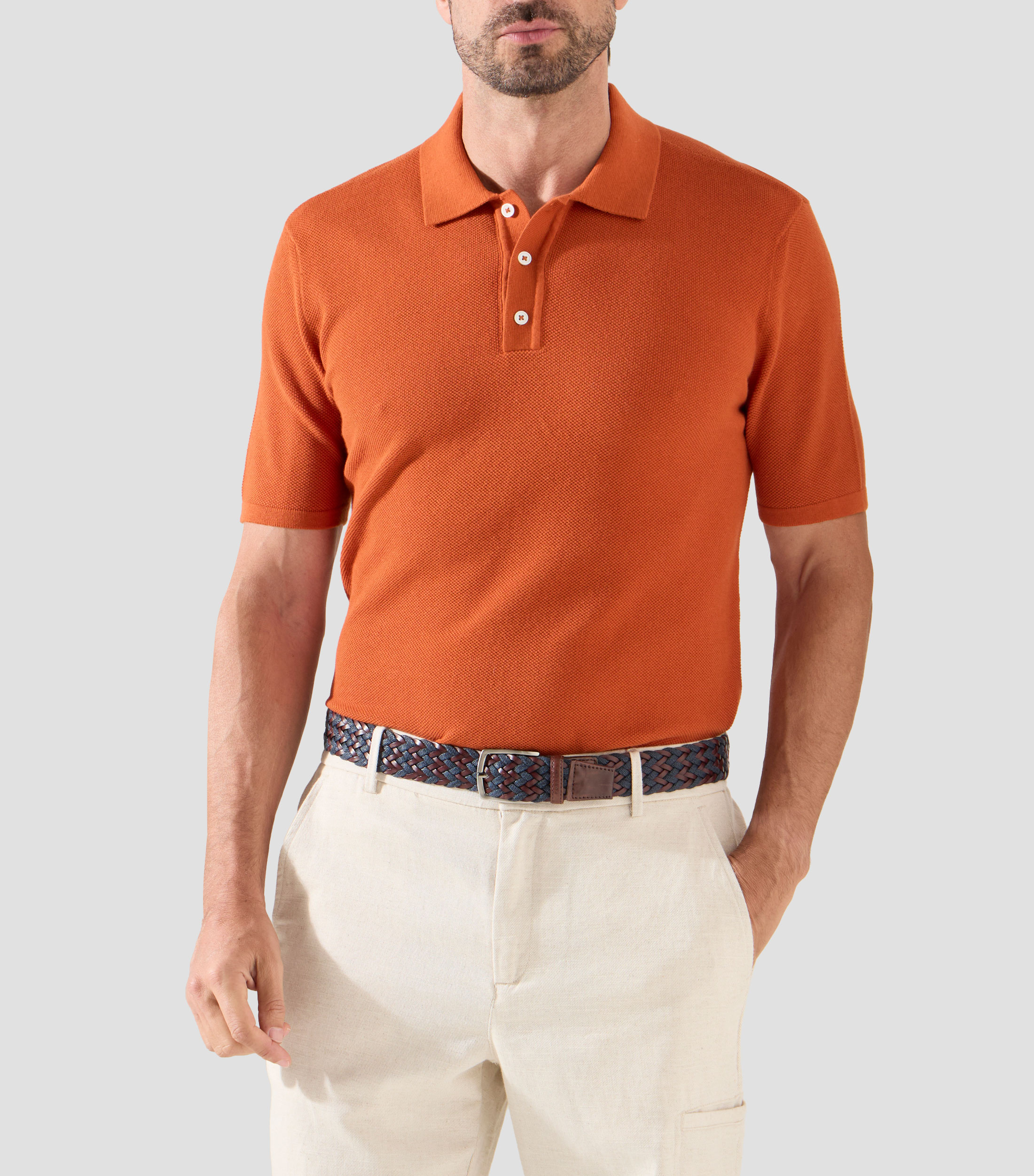 Playera tipo polo manga corta lisa Hombre