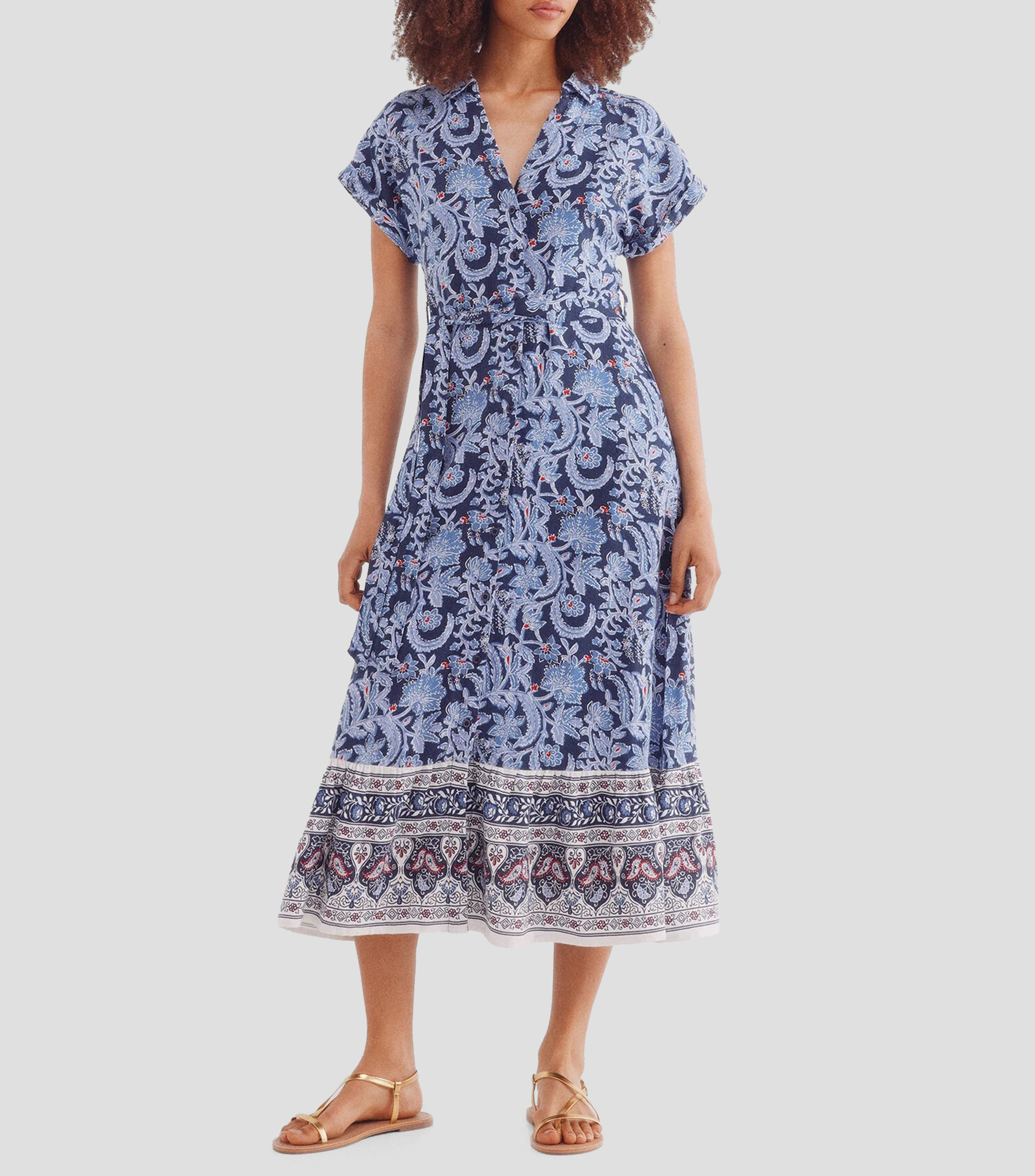 Vestido midi con estampado Mujer