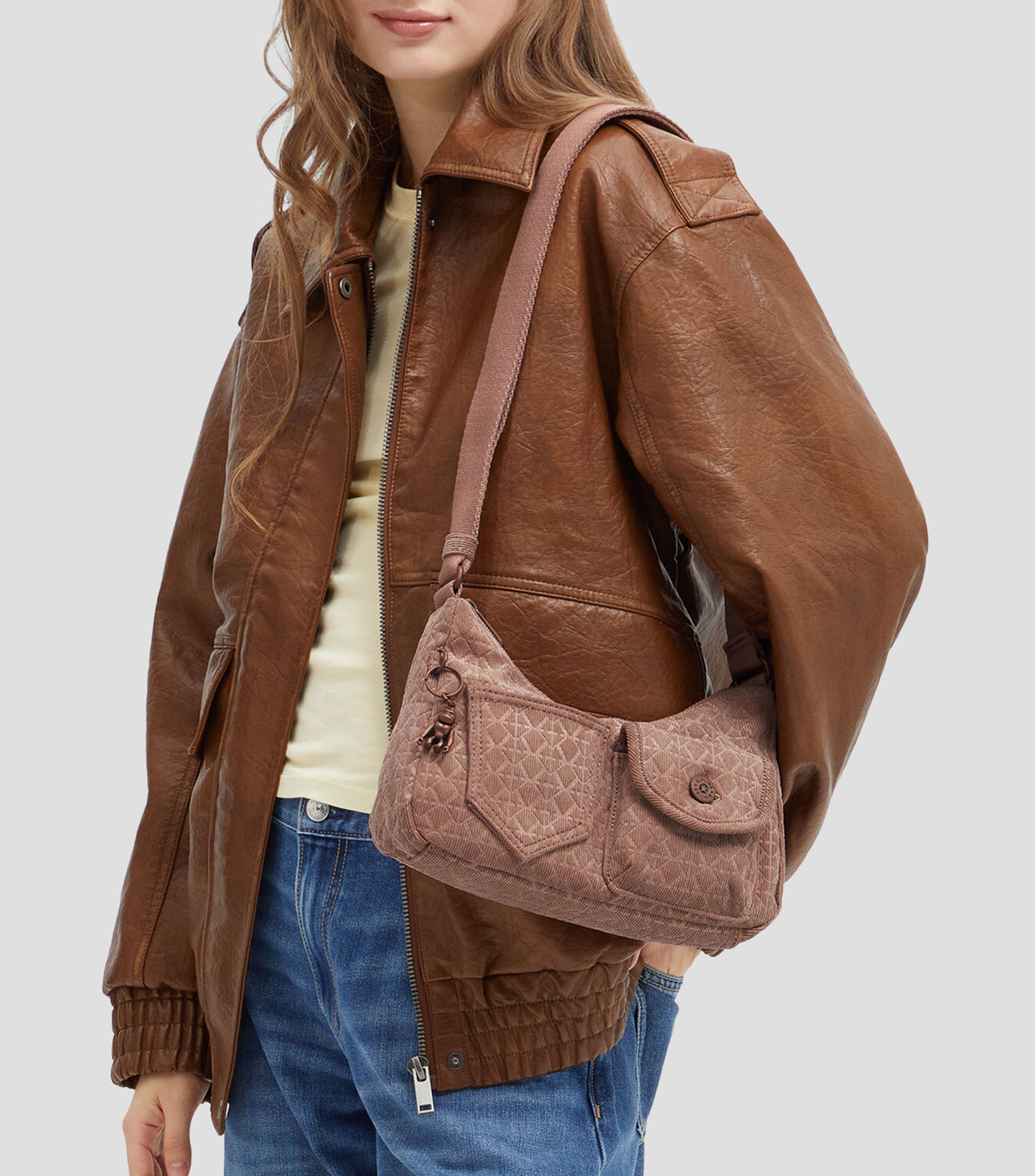 Bolsa crossbody café Kenda estampada Mujer