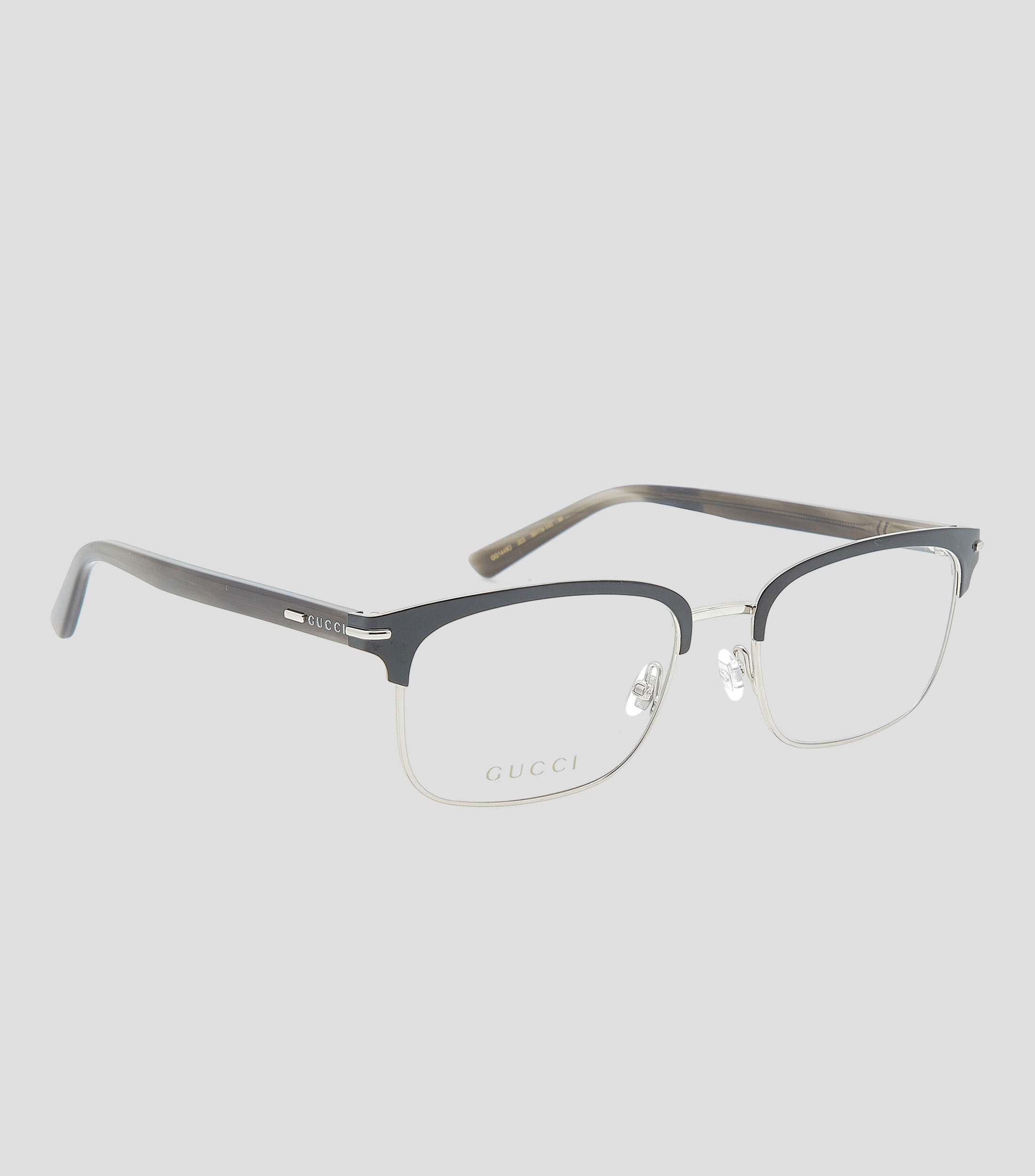 Lentes oftálmicos cuadrados Plateado con negro Hombre