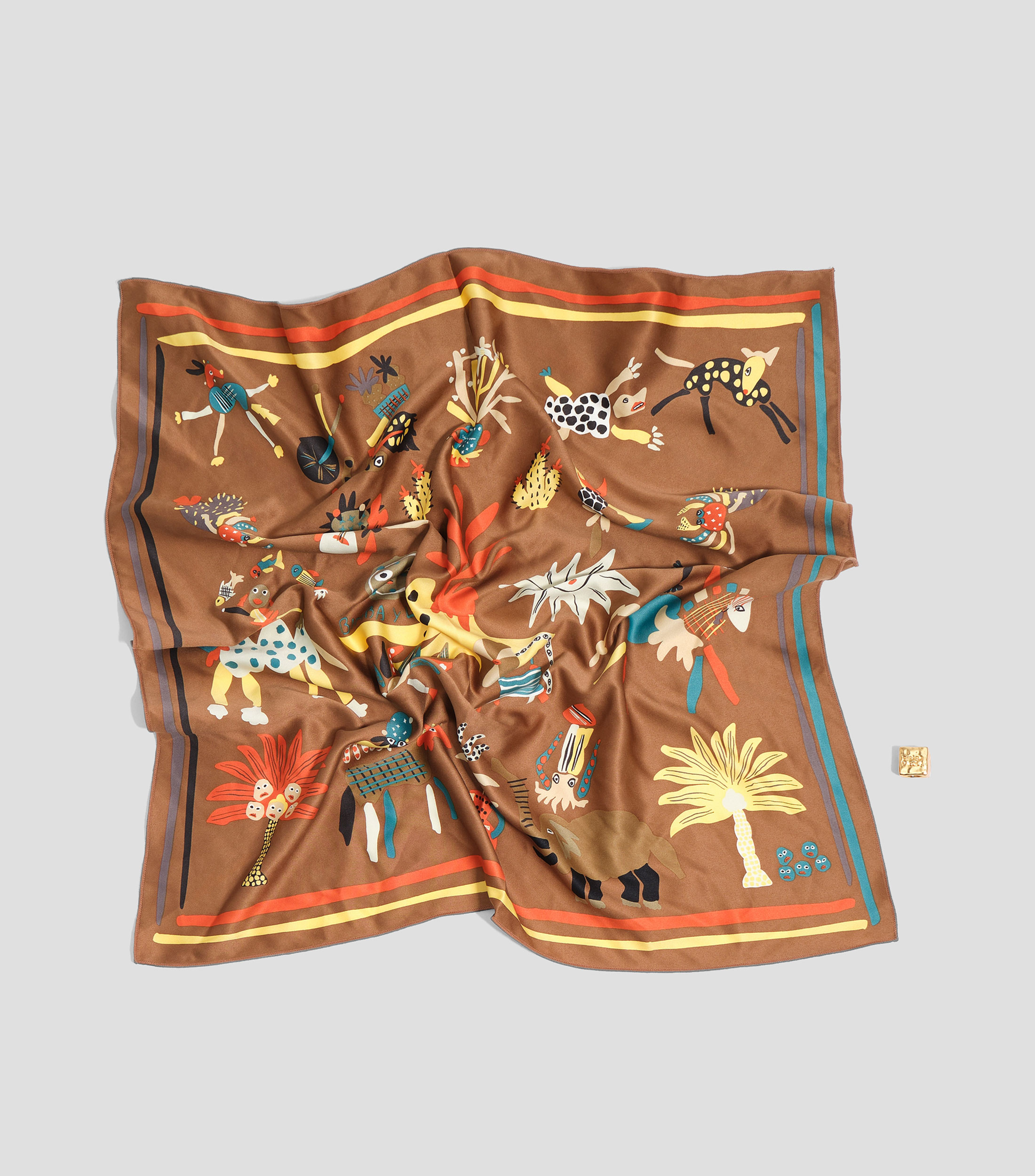 Pañuelo con charm fiesta isleña marrón Mujer