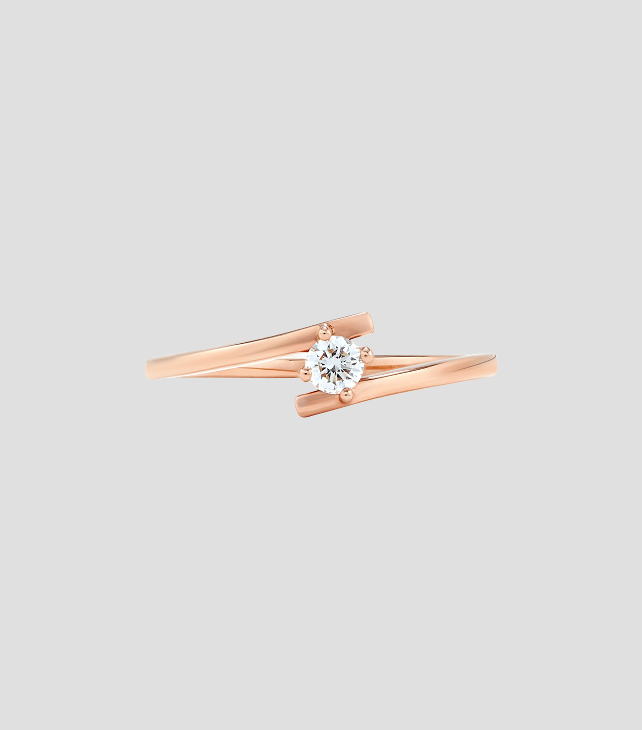 Anillo solitario en oro rosa de 18 kilates con diamante en talla brillante de 0,1 CT Orión Mujer