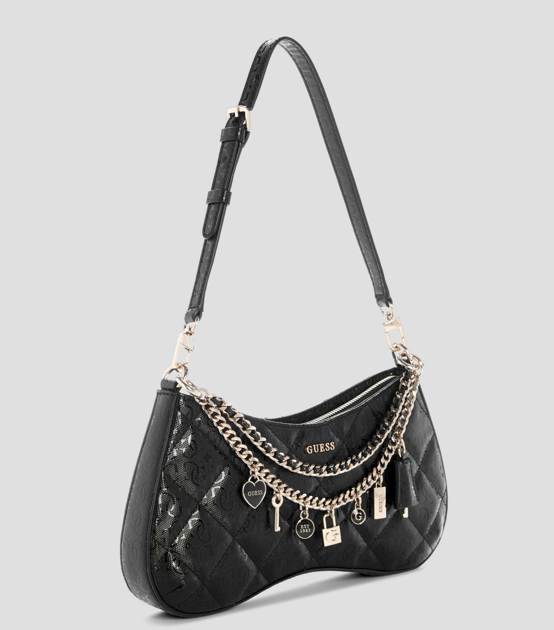 Bolsa shoulder negra Libby estampada Mujer