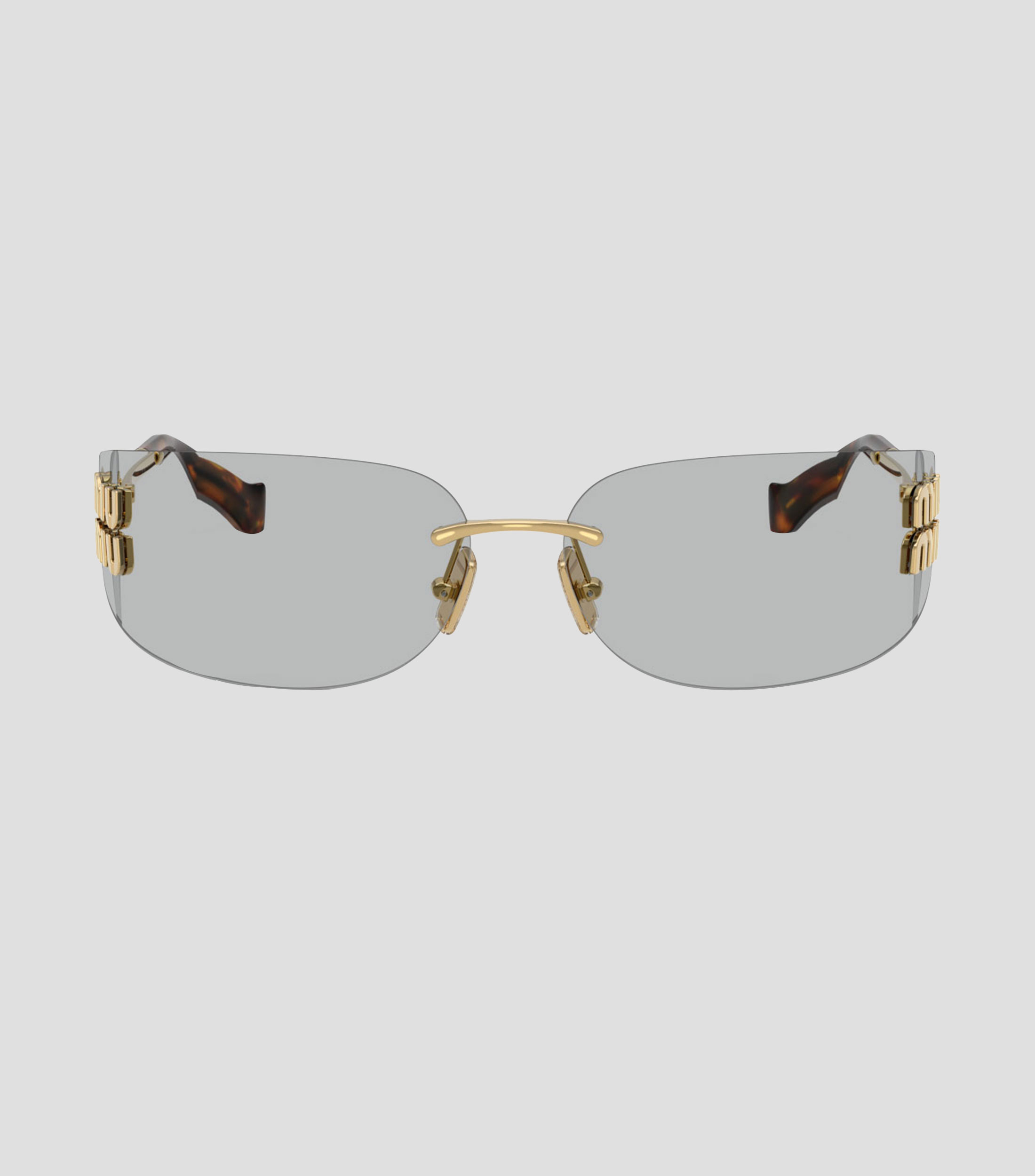 Lentes de sol rectangulares dorados Unisex