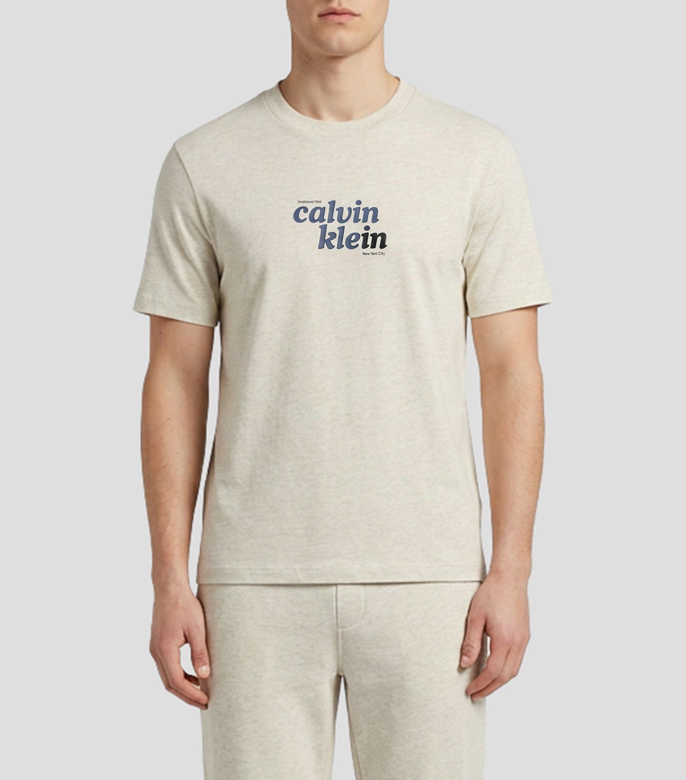 Playera cuello redondo manga corta con estampado Hombre