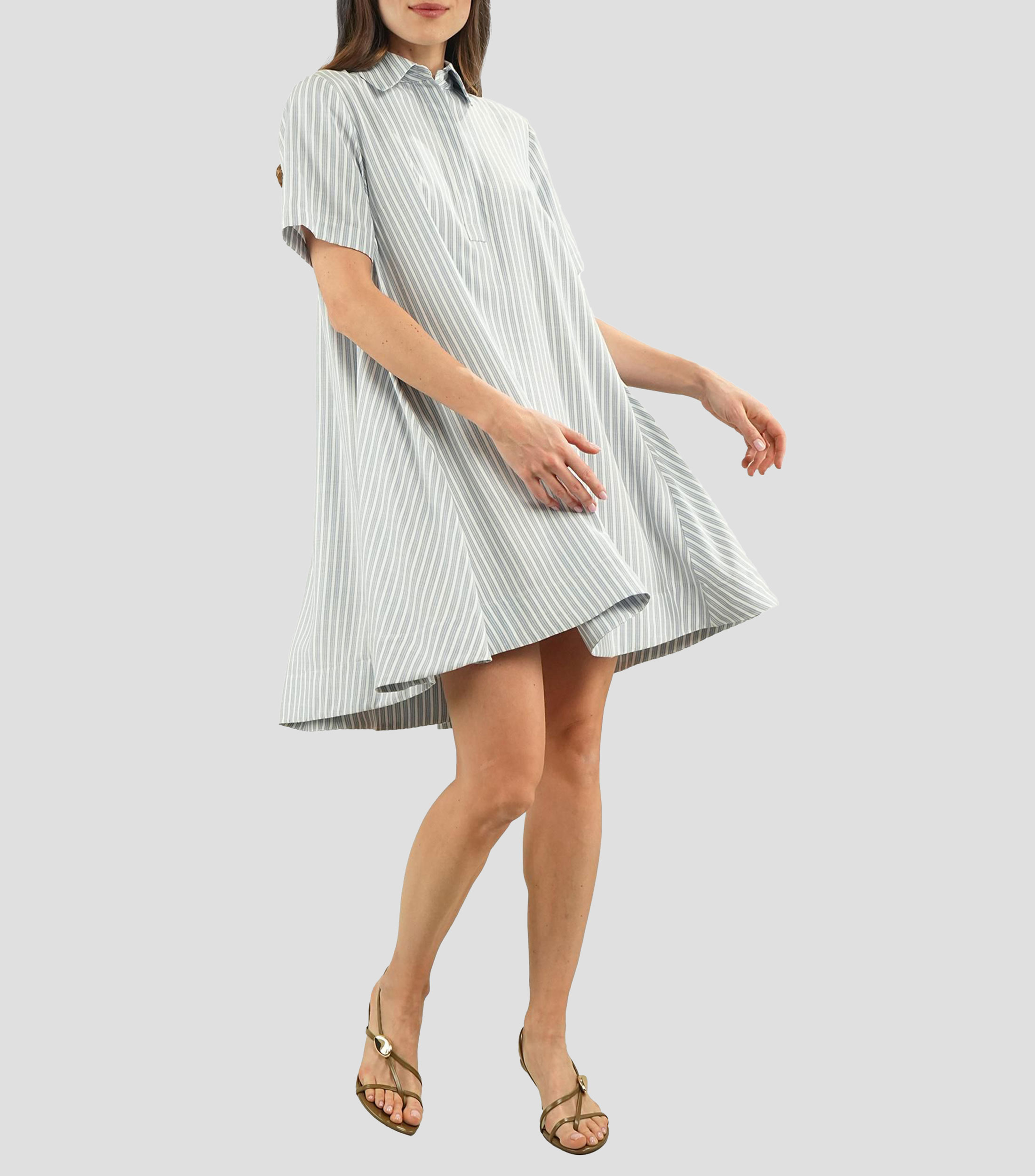 Vestido corto con rayas Mujer