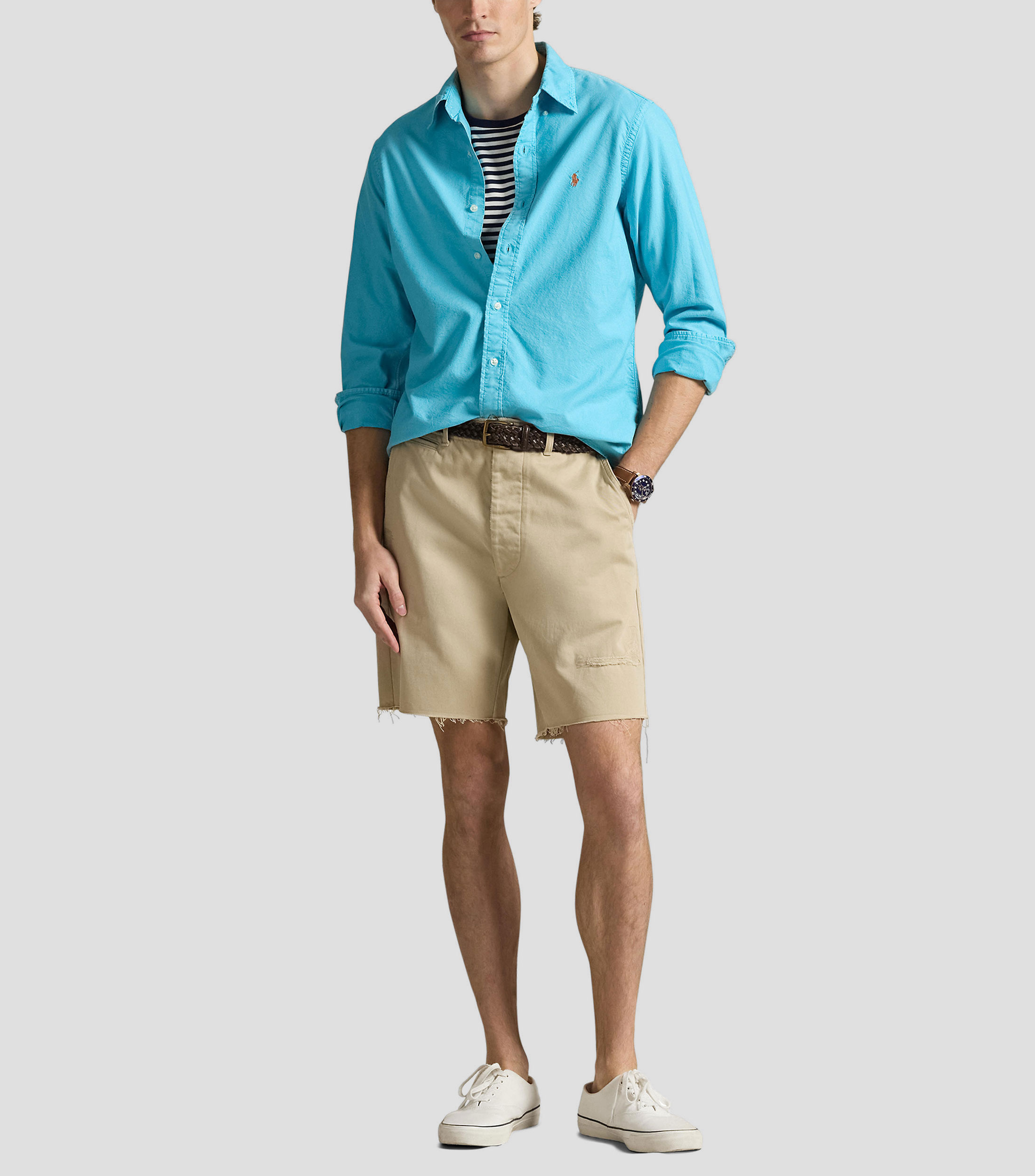 Camisa lisa manga larga Hombre