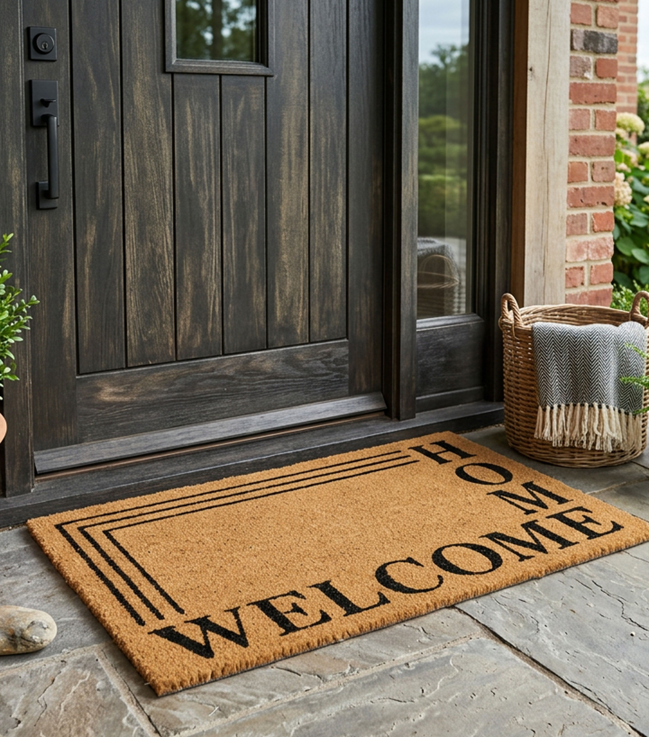 Tapete decorativo Welcome Stripes en PVC 45 x 75 cm
