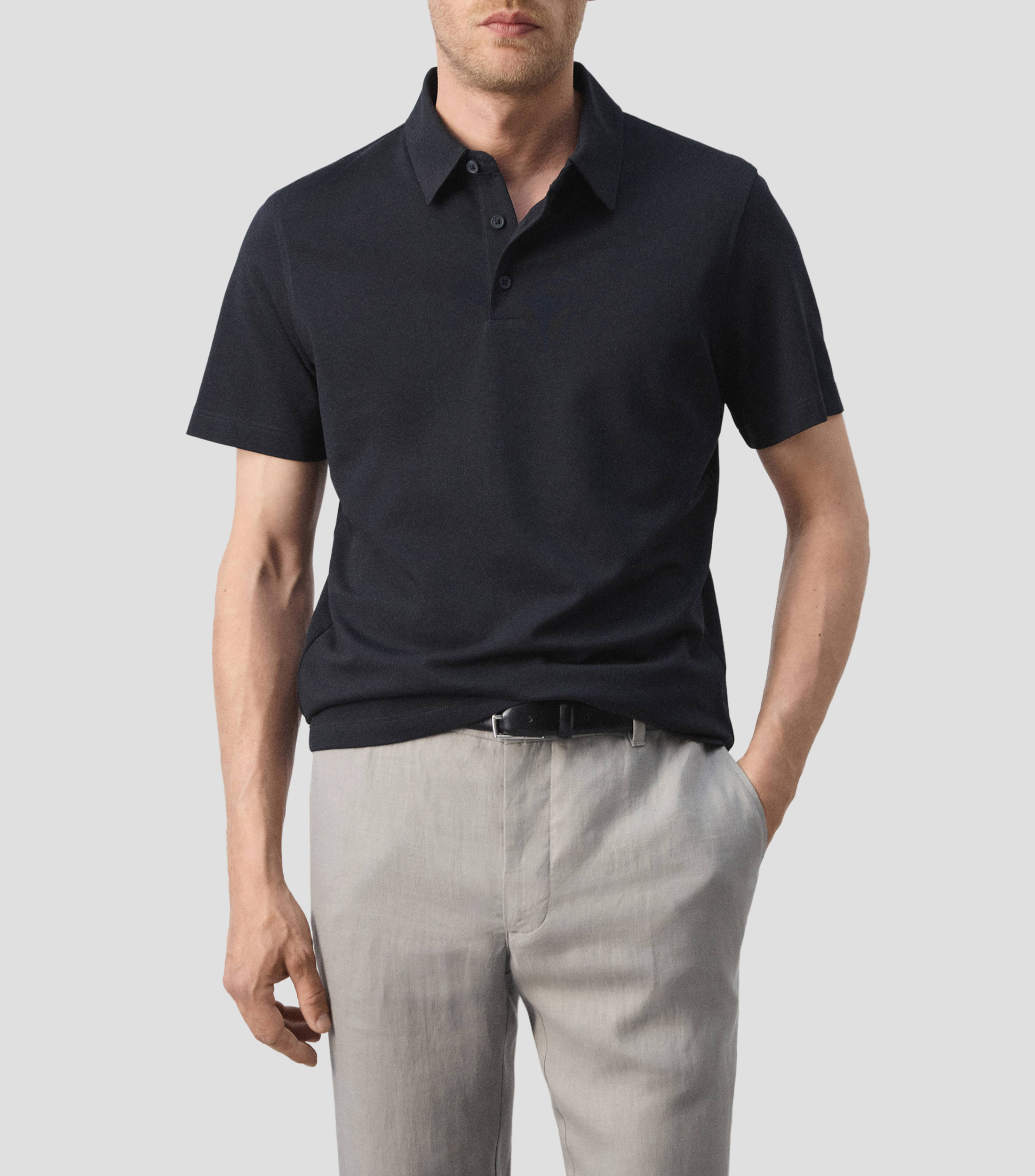 Playera tipo polo manga corta lisa Hombre